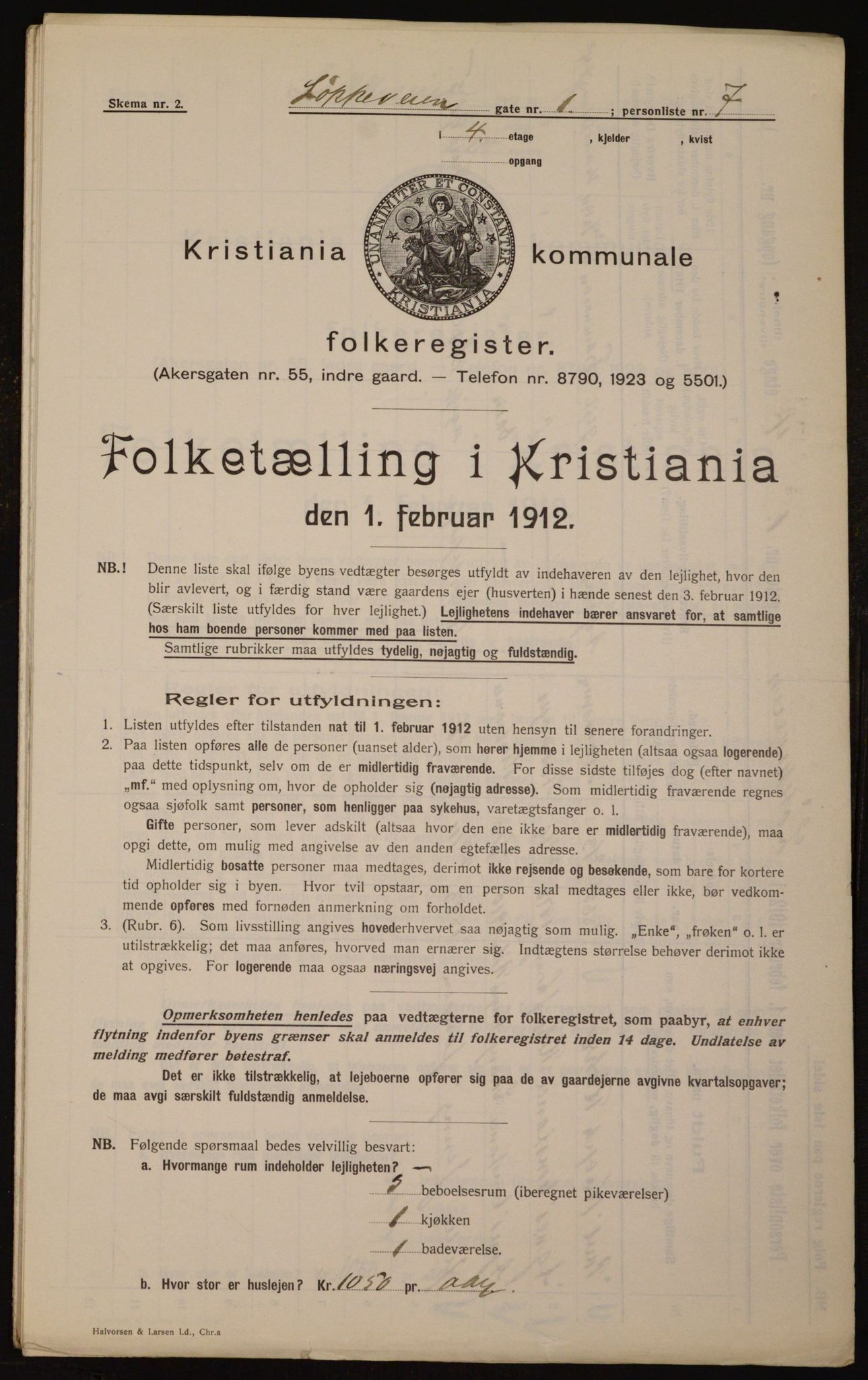 OBA, Municipal Census 1912 for Kristiania, 1912, p. 59005