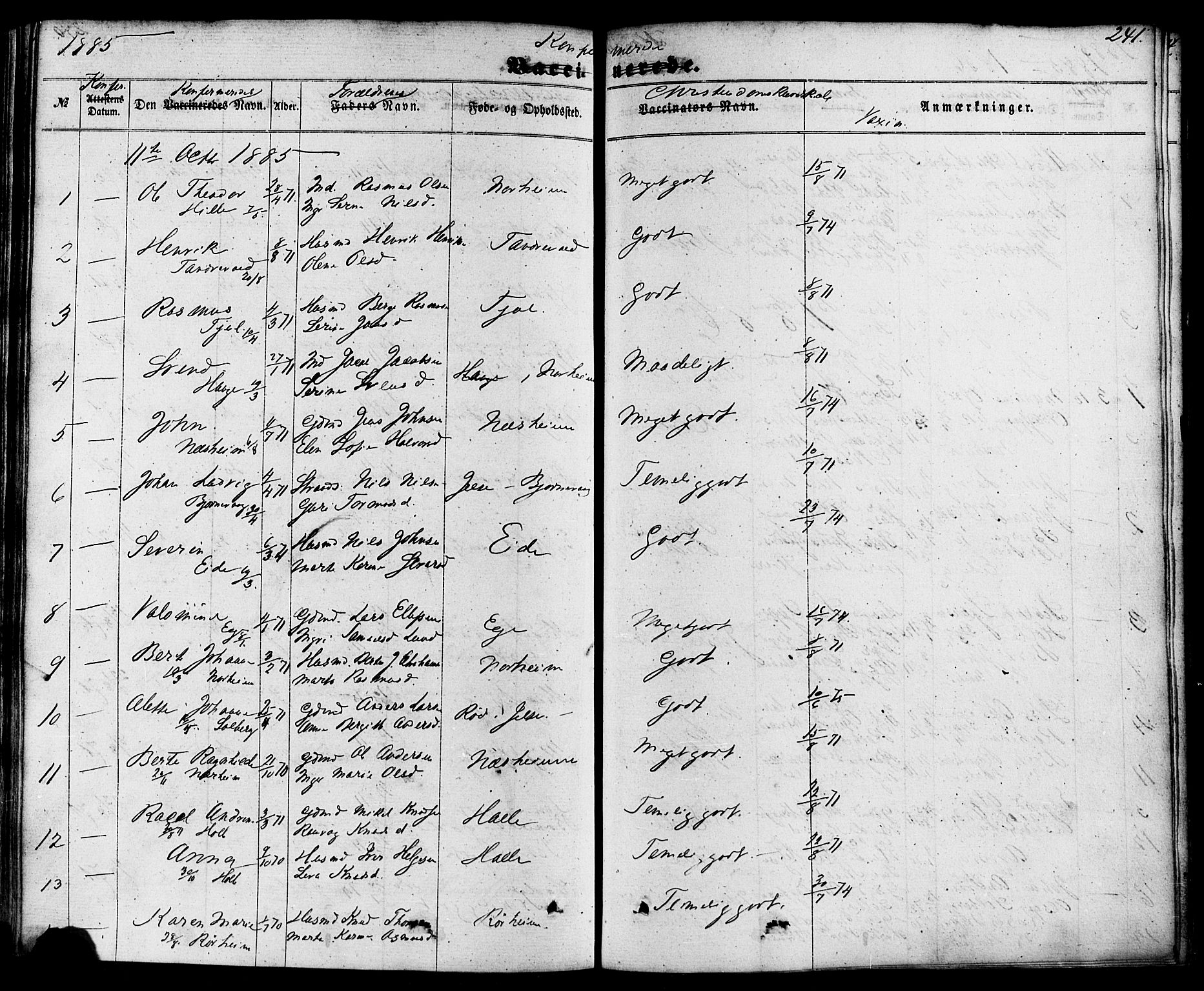 Nedstrand sokneprestkontor, AV/SAST-A-101841/01/IV: Parish register (official) no. A 10, 1861-1887, p. 241