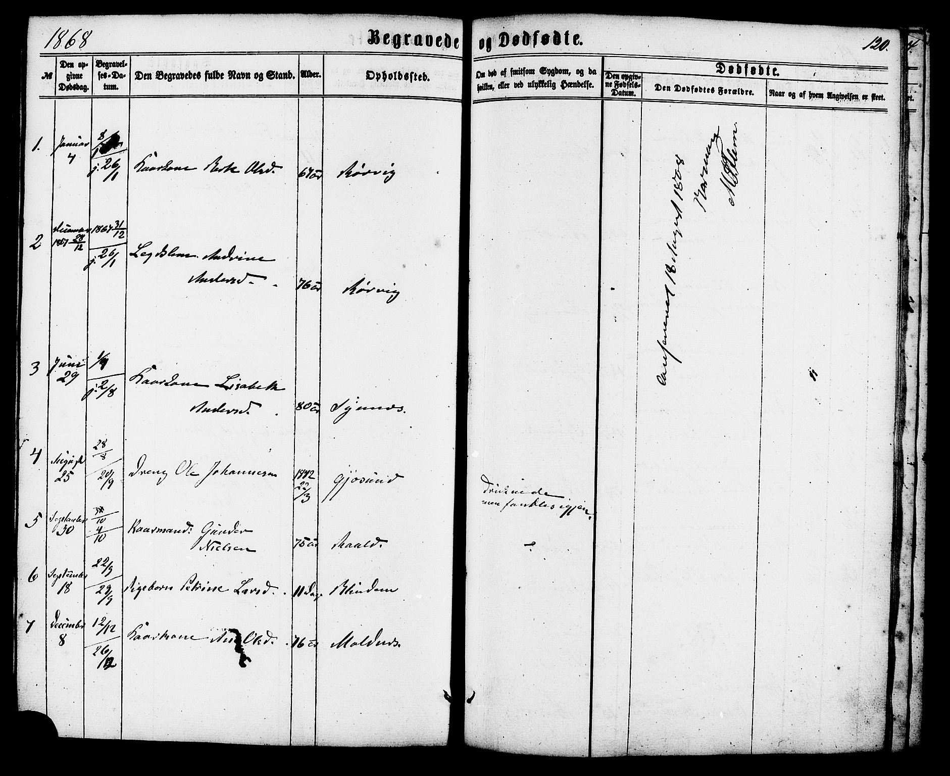 Ministerialprotokoller, klokkerbøker og fødselsregistre - Møre og Romsdal, AV/SAT-A-1454/537/L0518: Parish register (official) no. 537A02, 1862-1876, p. 120