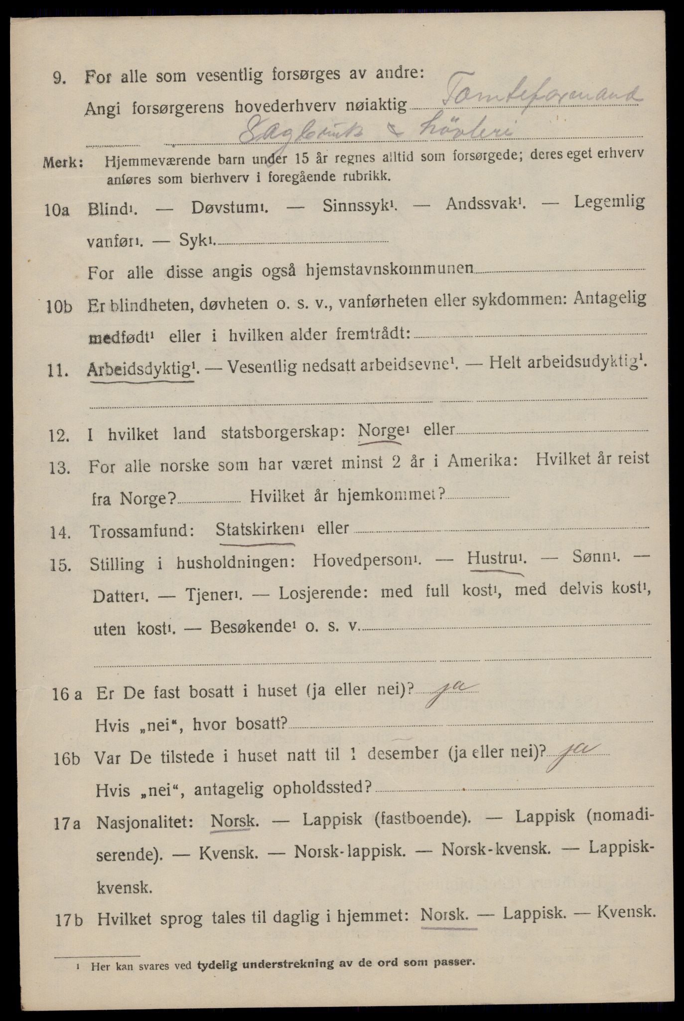 SAT, 1920 census for Egge, 1920, p. 3303