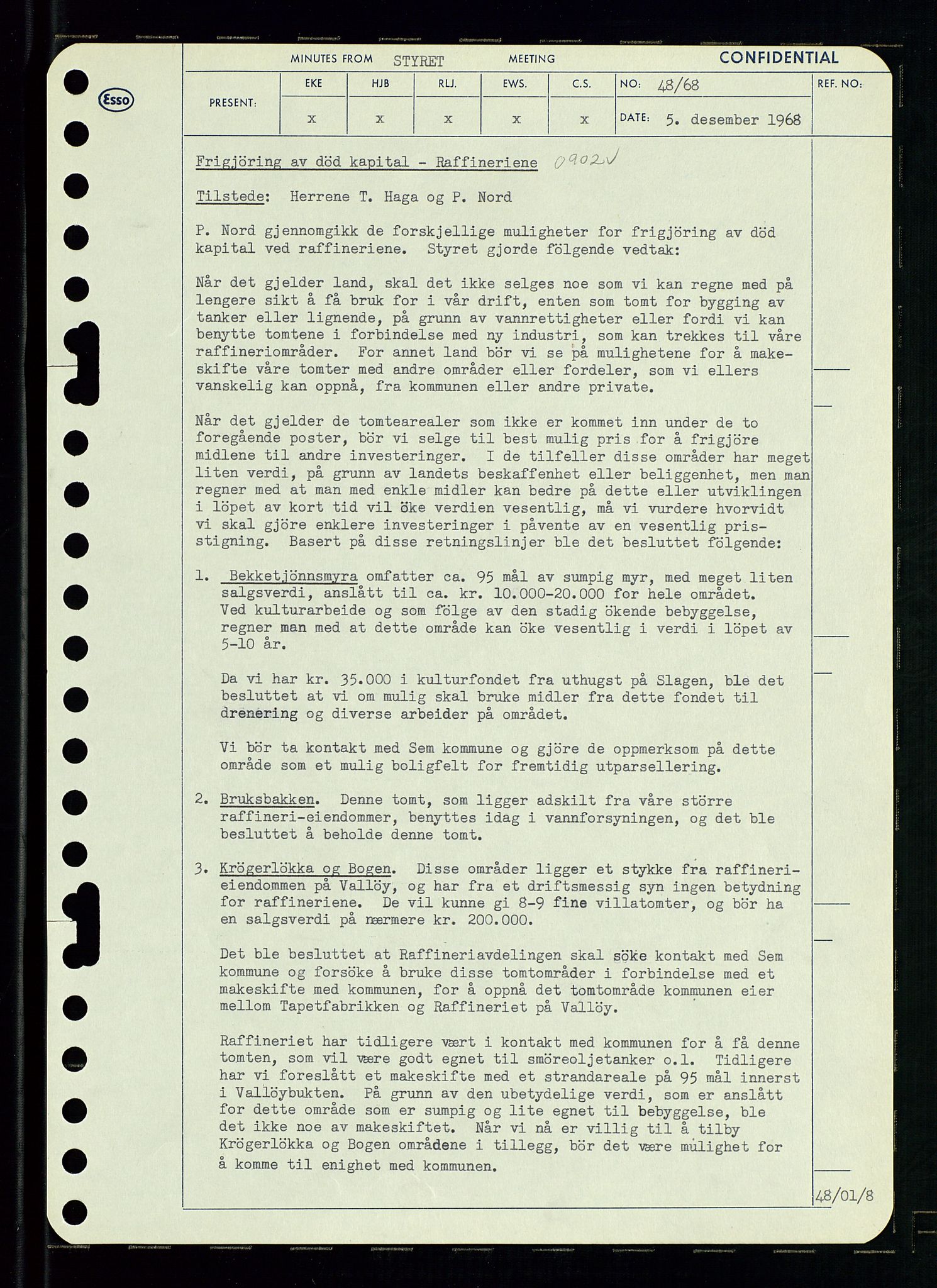 Pa 0982 - Esso Norge A/S, AV/SAST-A-100448/A/Aa/L0002/0004: Den administrerende direksjon Board minutes (styrereferater) / Den administrerende direksjon Board minutes (styrereferater), 1968, p. 70