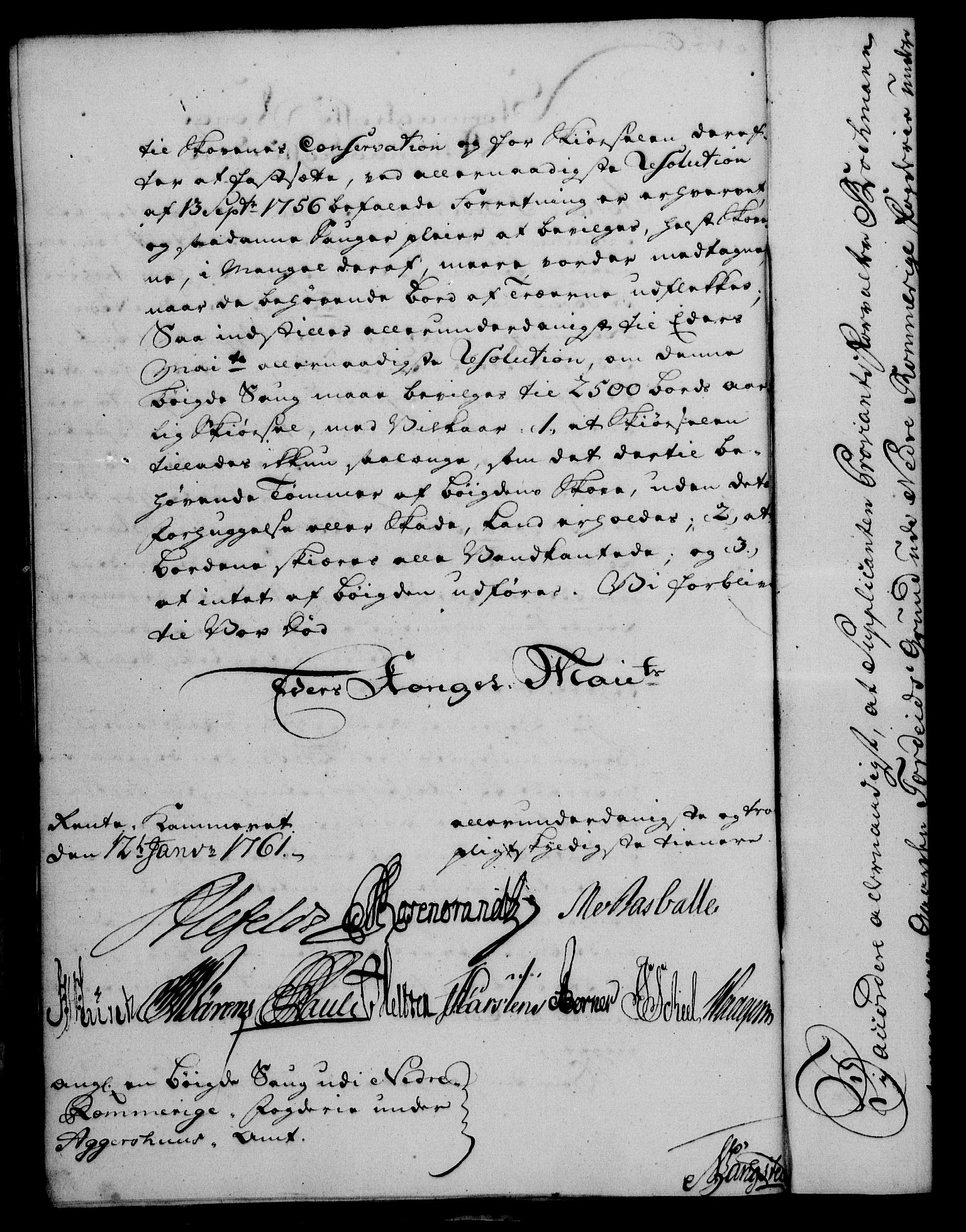 Rentekammeret, Kammerkanselliet, RA/EA-3111/G/Gf/Gfa/L0043: Norsk relasjons- og resolusjonsprotokoll (merket RK 52.43), 1761, p. 46