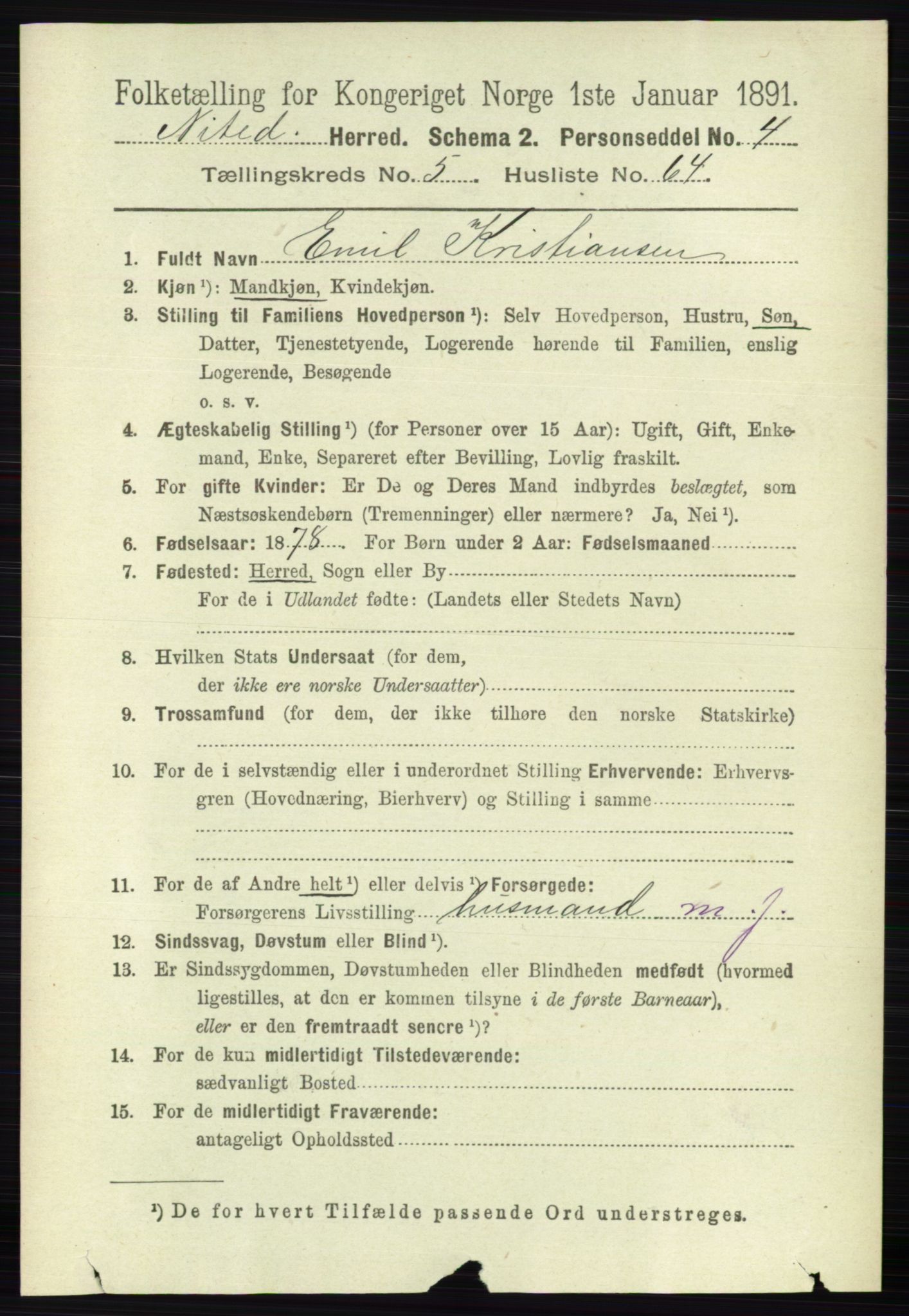 RA, 1891 census for 0233 Nittedal, 1891, p. 2534