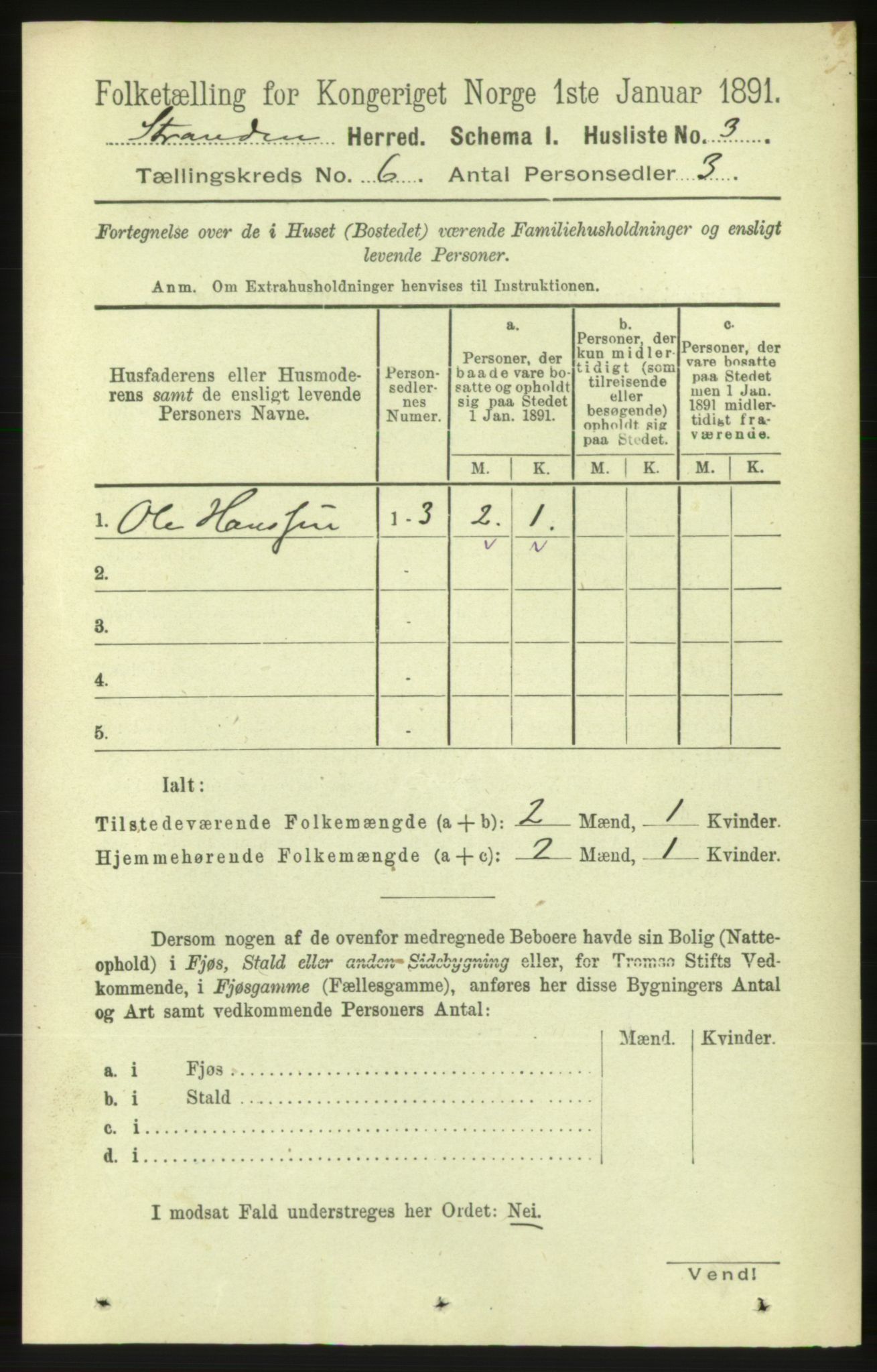 RA, 1891 census for 1525 Stranda, 1891, p. 1144