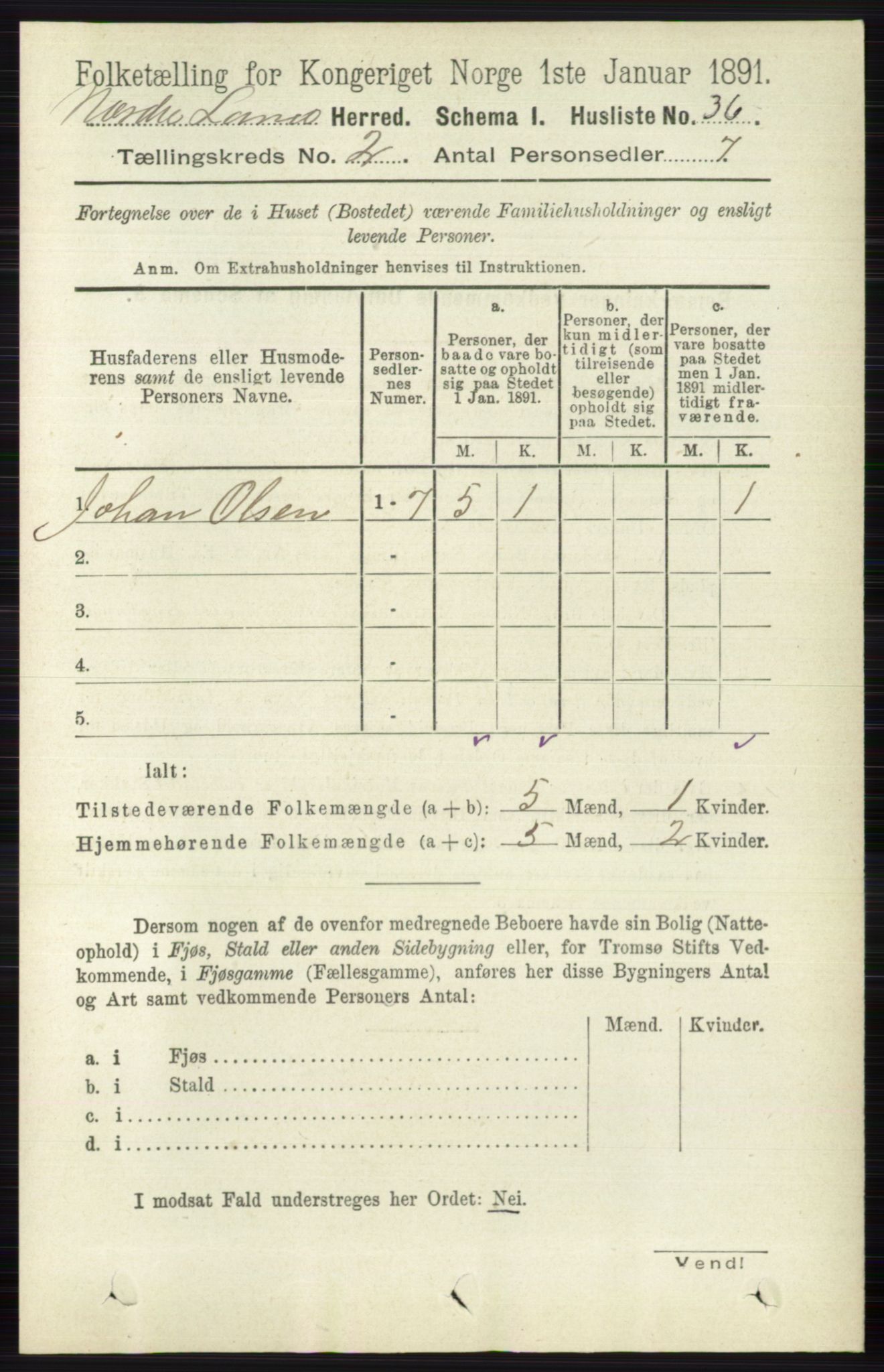 RA, 1891 census for 0538 Nordre Land, 1891, p. 566