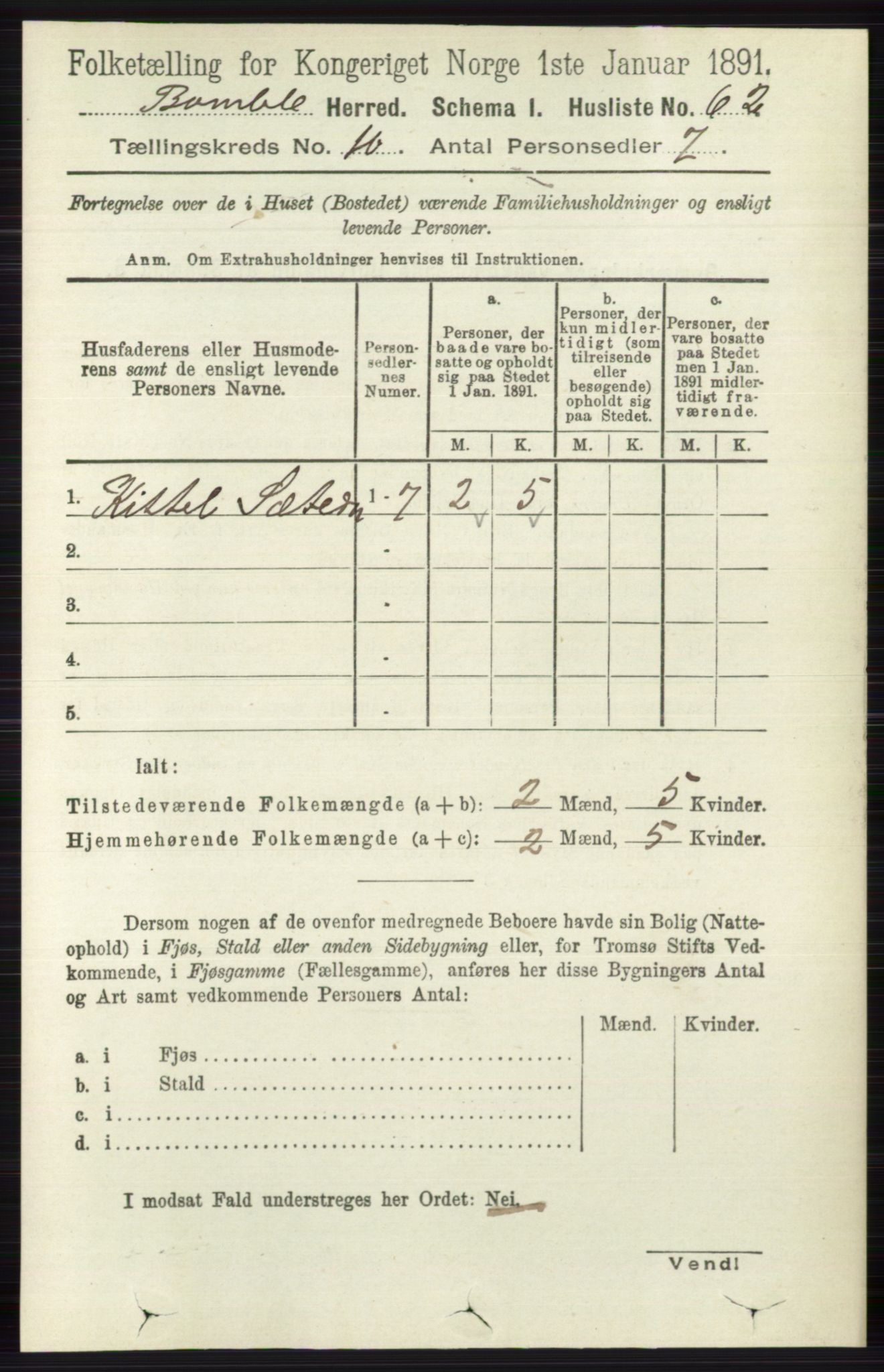 RA, 1891 census for 0814 Bamble, 1891, p. 5764