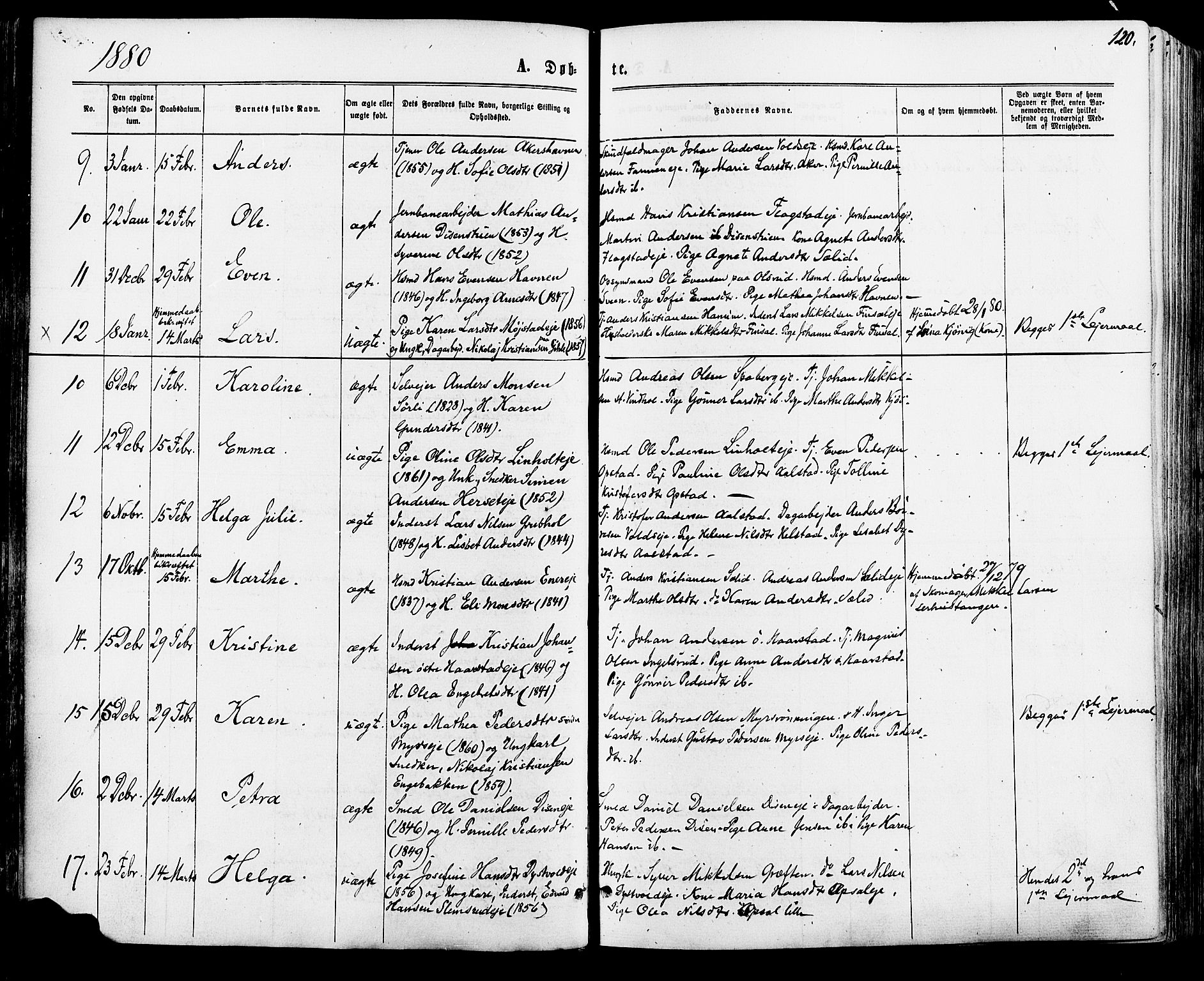 Vang prestekontor, Hedmark, AV/SAH-PREST-008/H/Ha/Haa/L0015: Parish register (official) no. 15, 1871-1885, p. 120