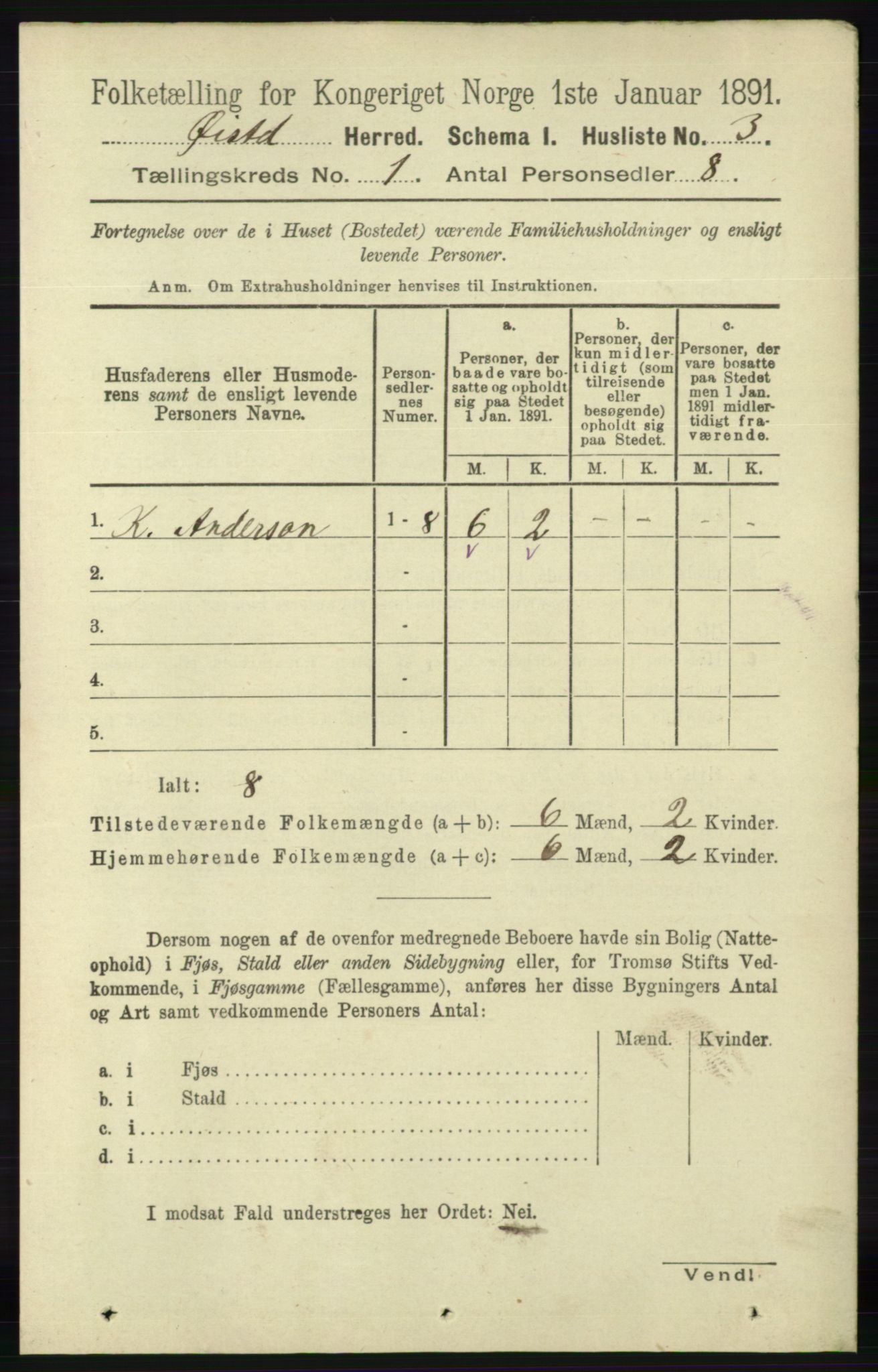 RA, 1891 census for 0920 Øyestad, 1891, p. 32