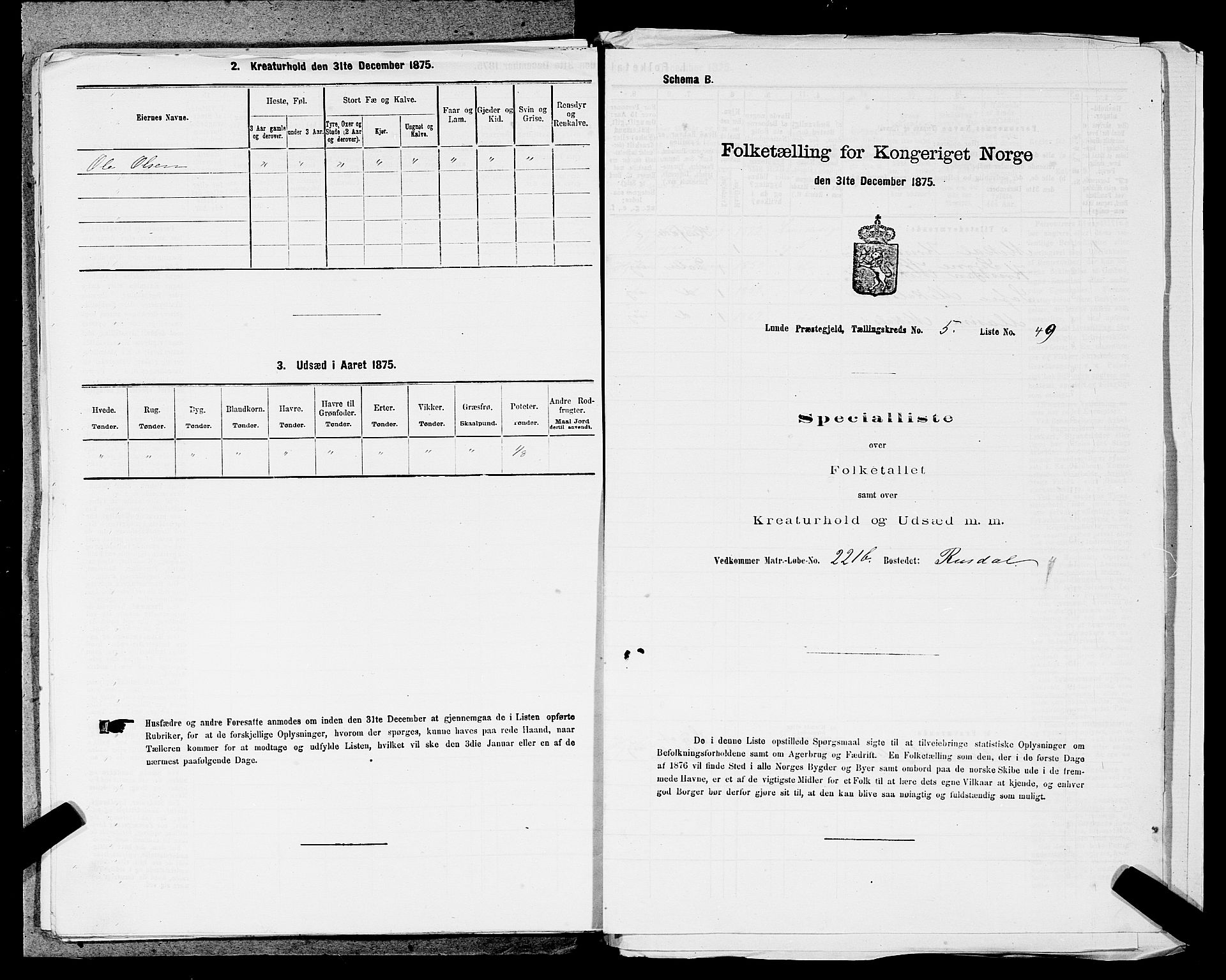 SAST, 1875 census for 1112P Lund, 1875, p. 545