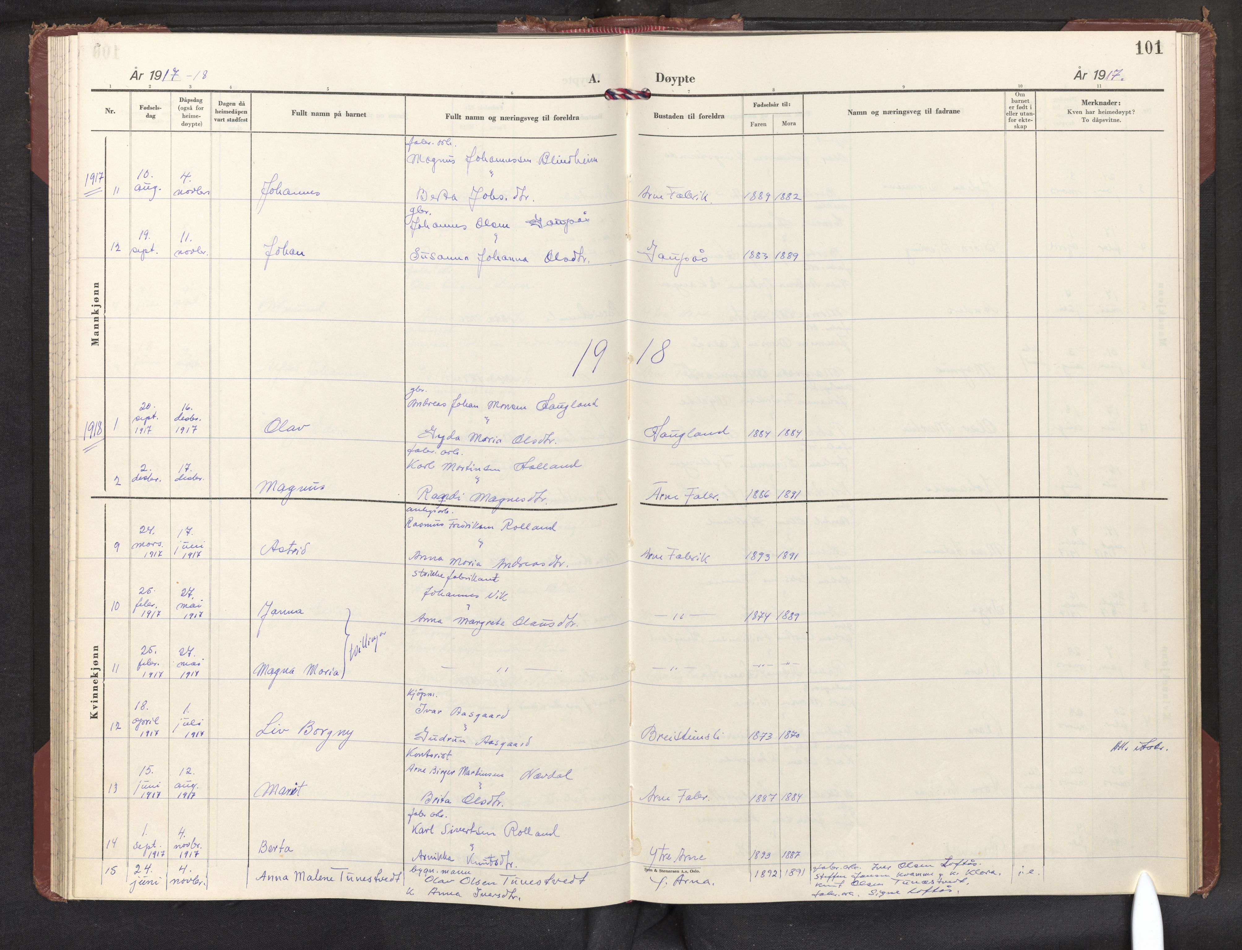 Haus sokneprestembete, SAB/A-75601/H/Haa: Parish register (official) no. E 1, 1887-1953, p. 101