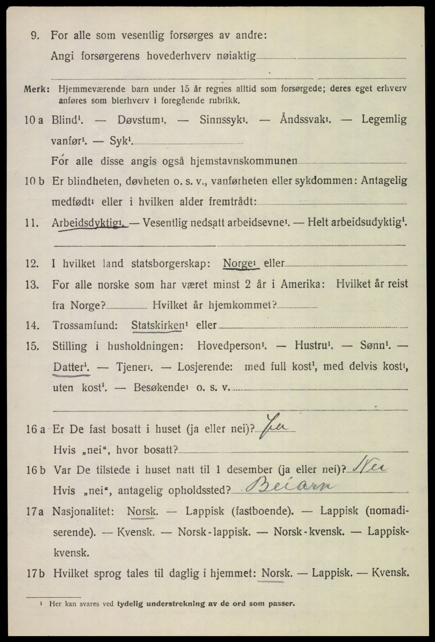 SAT, 1920 census for Saltdal, 1920, p. 7618