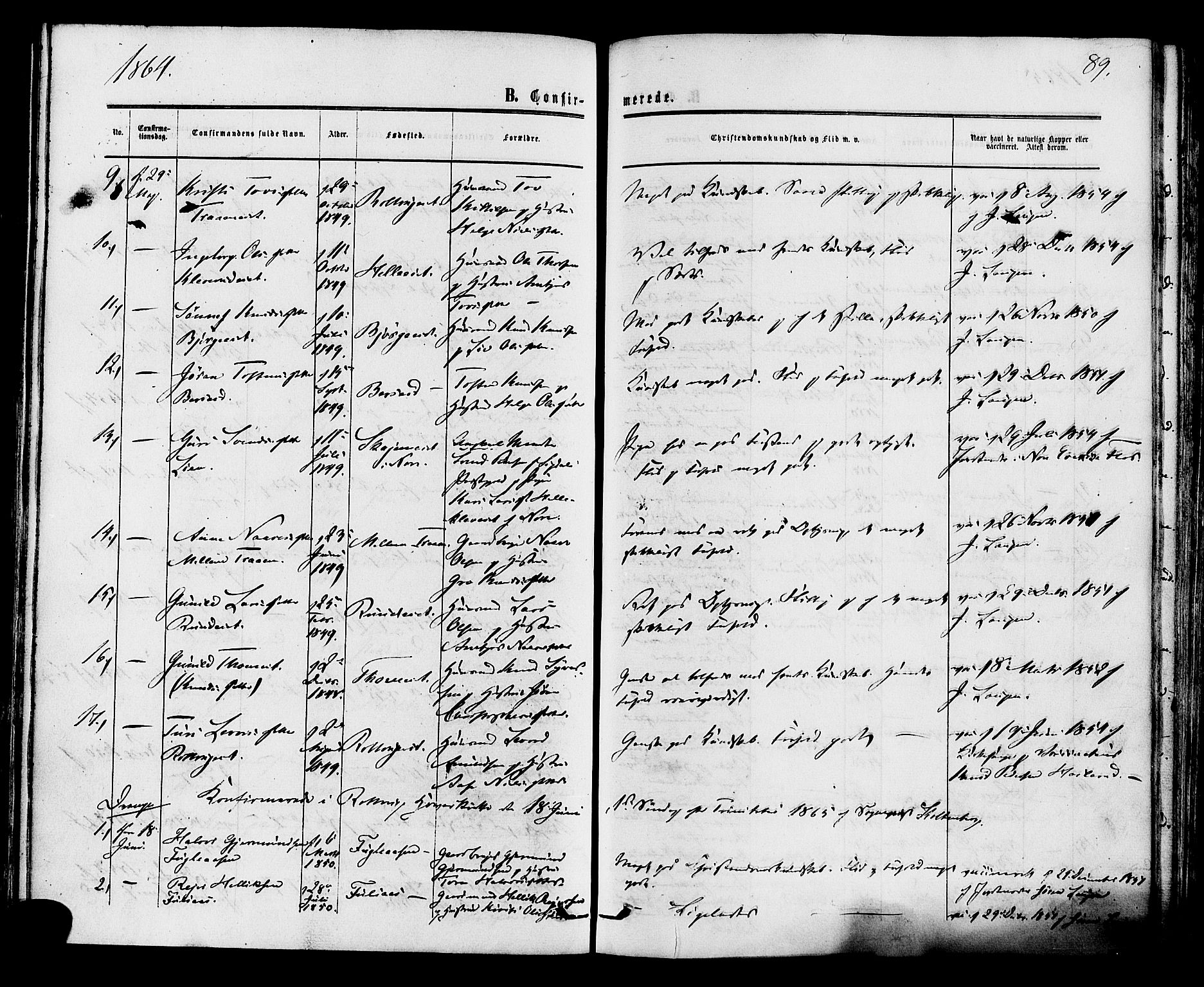 Rollag kirkebøker, AV/SAKO-A-240/F/Fa/L0009: Parish register (official) no. I 9, 1860-1874, p. 89