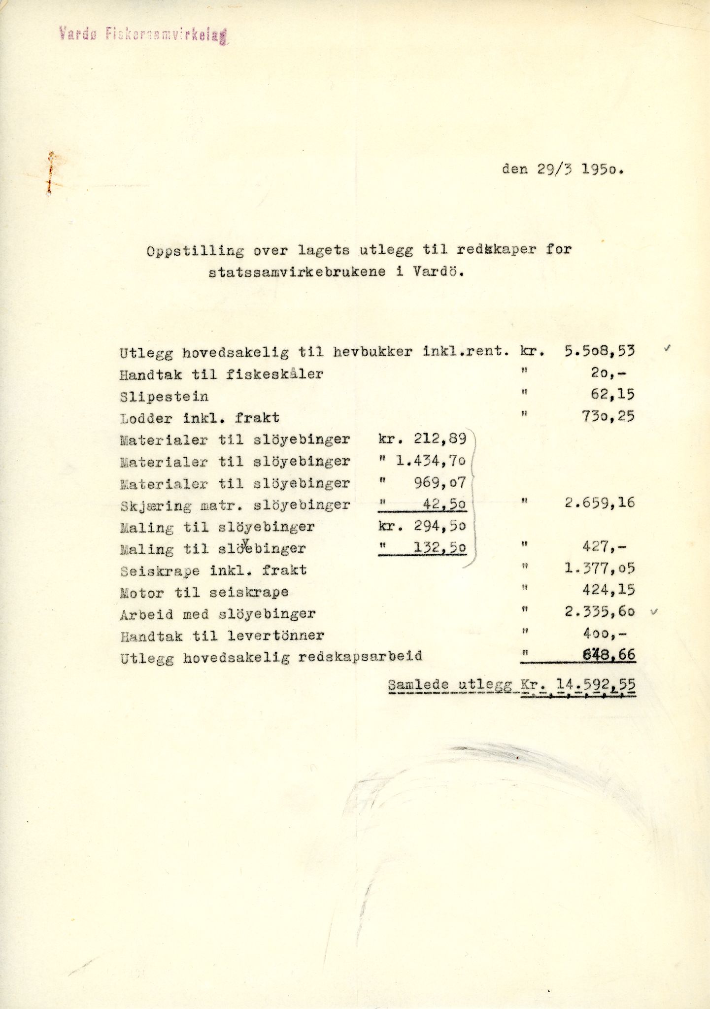 Vardø Fiskersamvirkelag, VAMU/A-0037/D/Da/L0005: Korrespondanse Ma-Re, 1947-1950