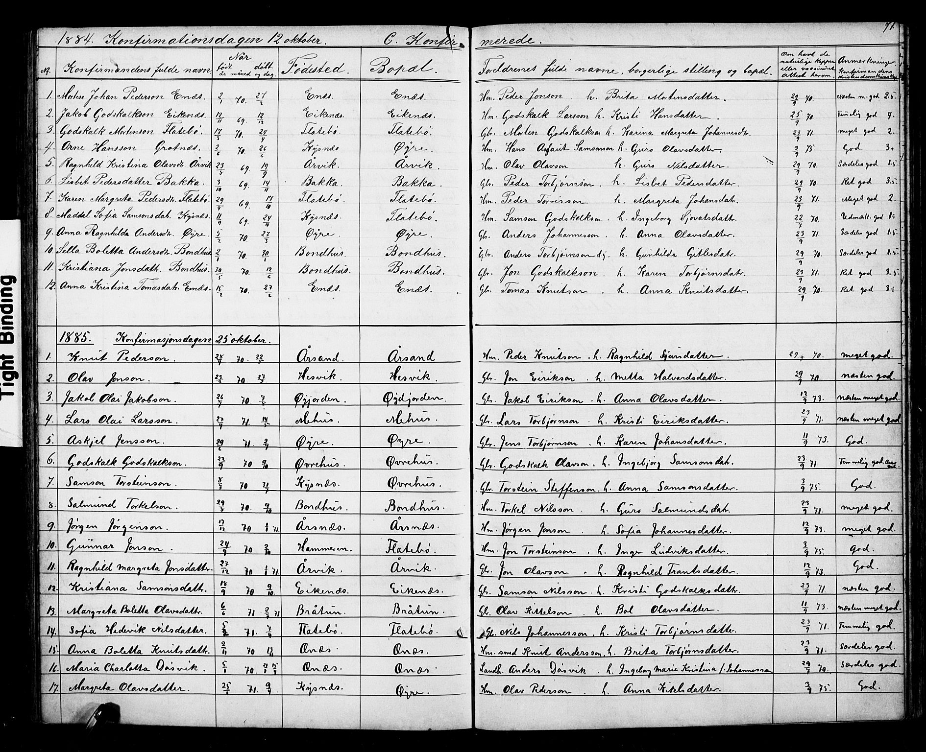 Kvinnherad sokneprestembete, SAB/A-76401/H/Hab: Parish register (copy) no. D 1, 1856-1905, p. 71
