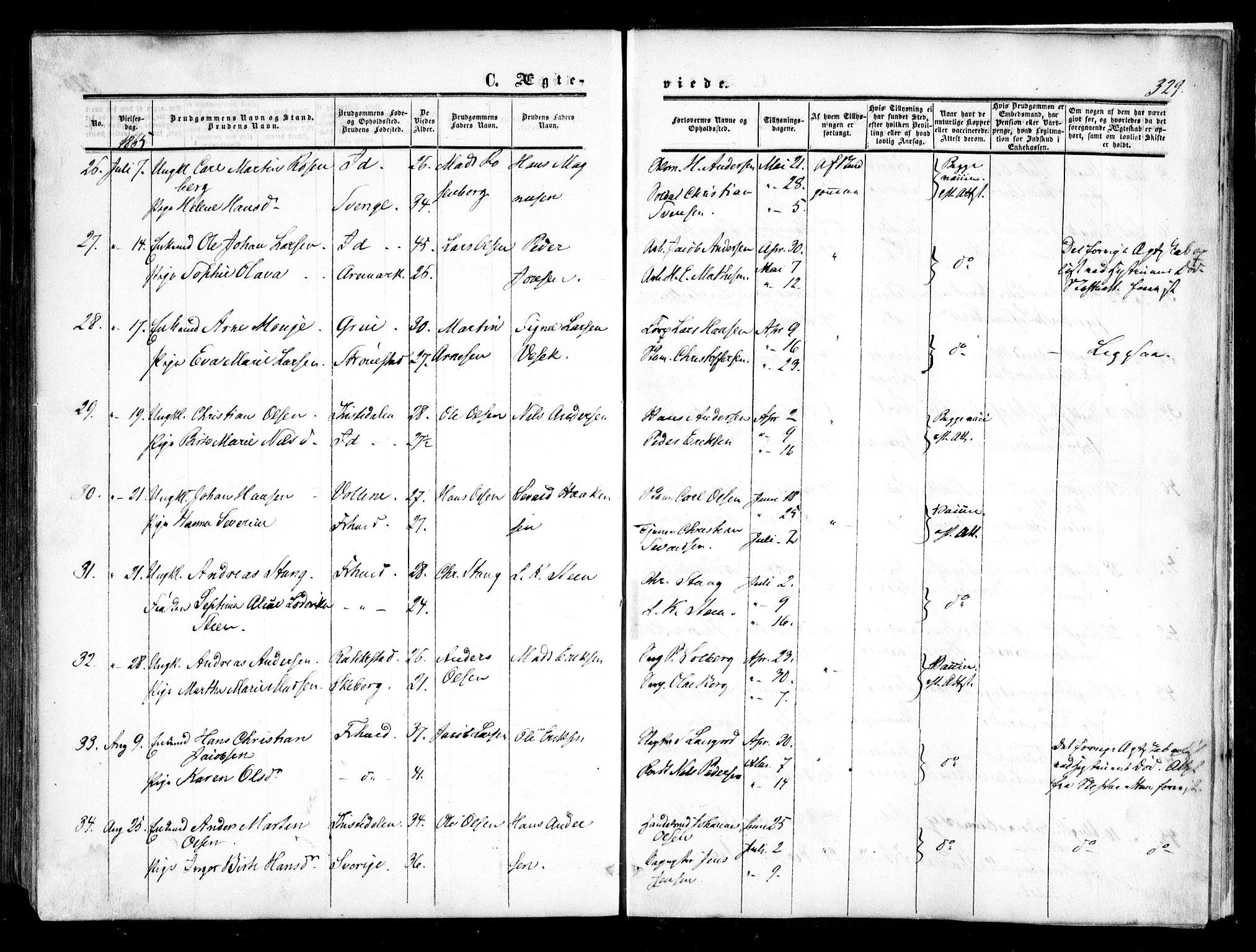 Halden prestekontor Kirkebøker, AV/SAO-A-10909/F/Fa/L0007: Parish register (official) no. I 7, 1857-1865, p. 329