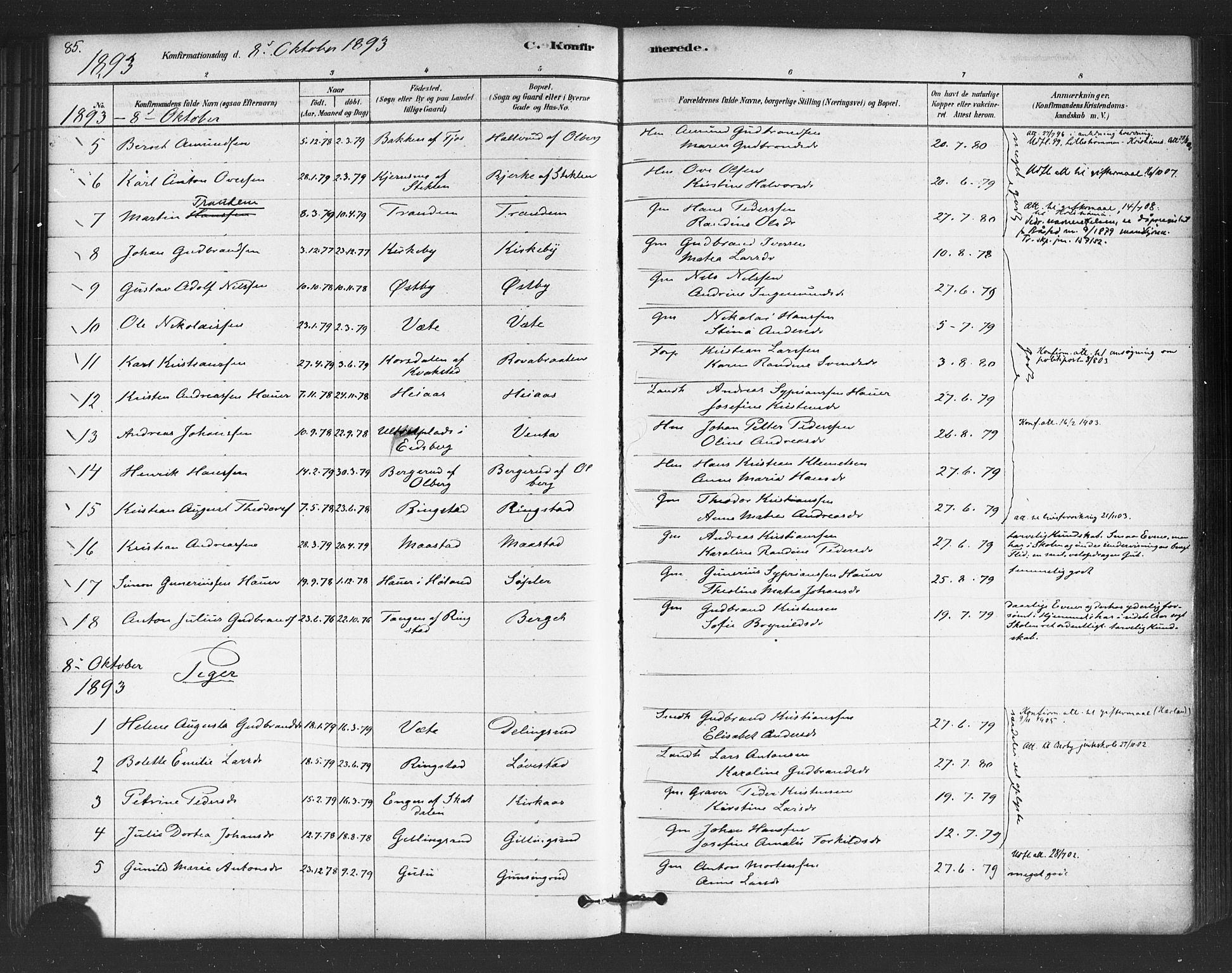 Trøgstad prestekontor Kirkebøker, SAO/A-10925/F/Fb/L0001: Parish register (official) no. II 1, 1878-1902, p. 85