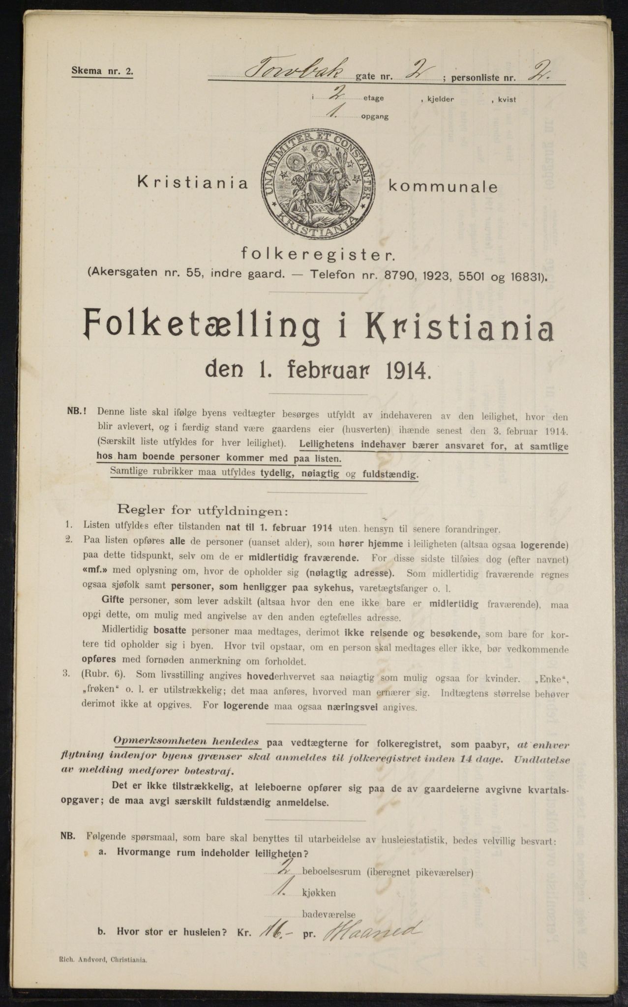 OBA, Municipal Census 1914 for Kristiania, 1914, p. 115829