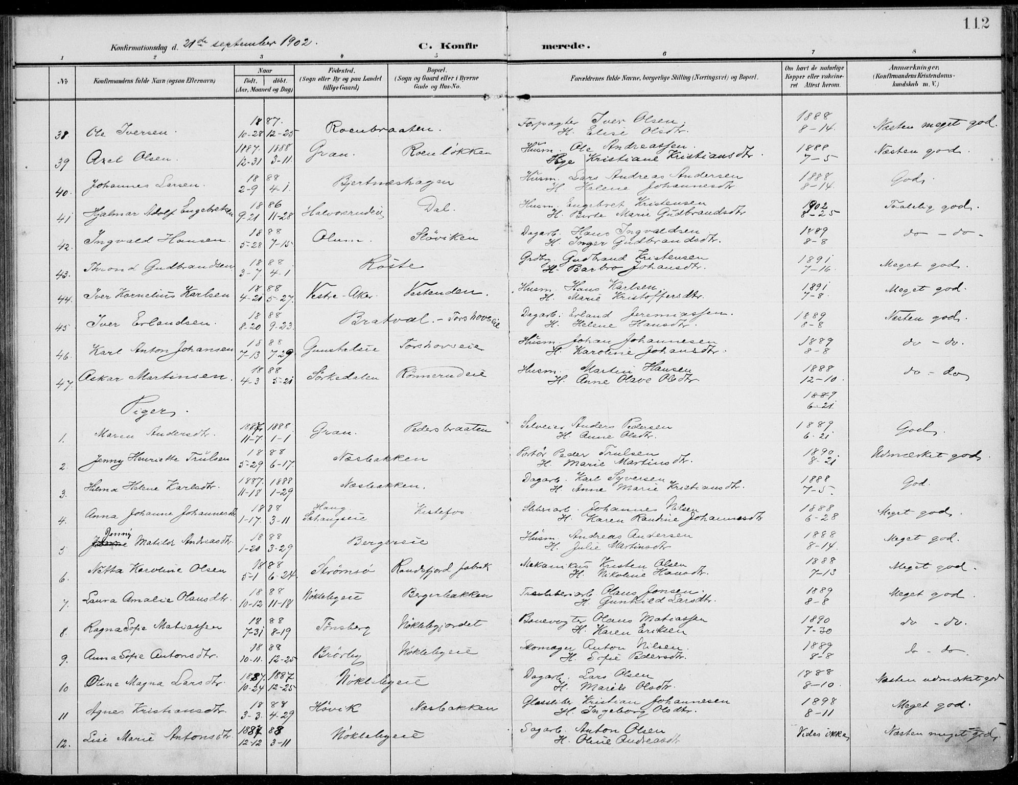 Jevnaker prestekontor, AV/SAH-PREST-116/H/Ha/Haa/L0011: Parish register (official) no. 11, 1902-1913, p. 112