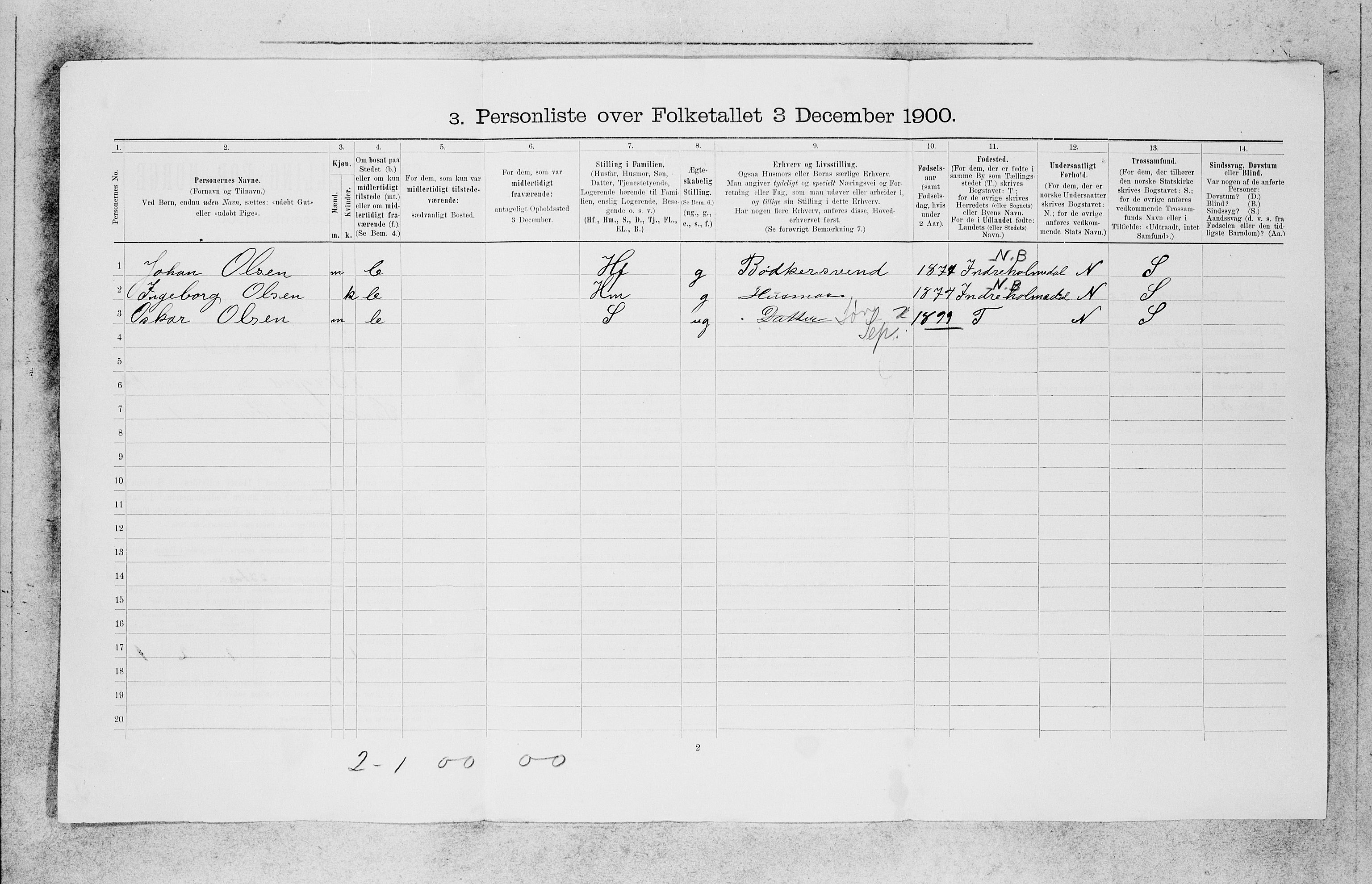 SAB, 1900 census for Bergen, 1900, p. 15419