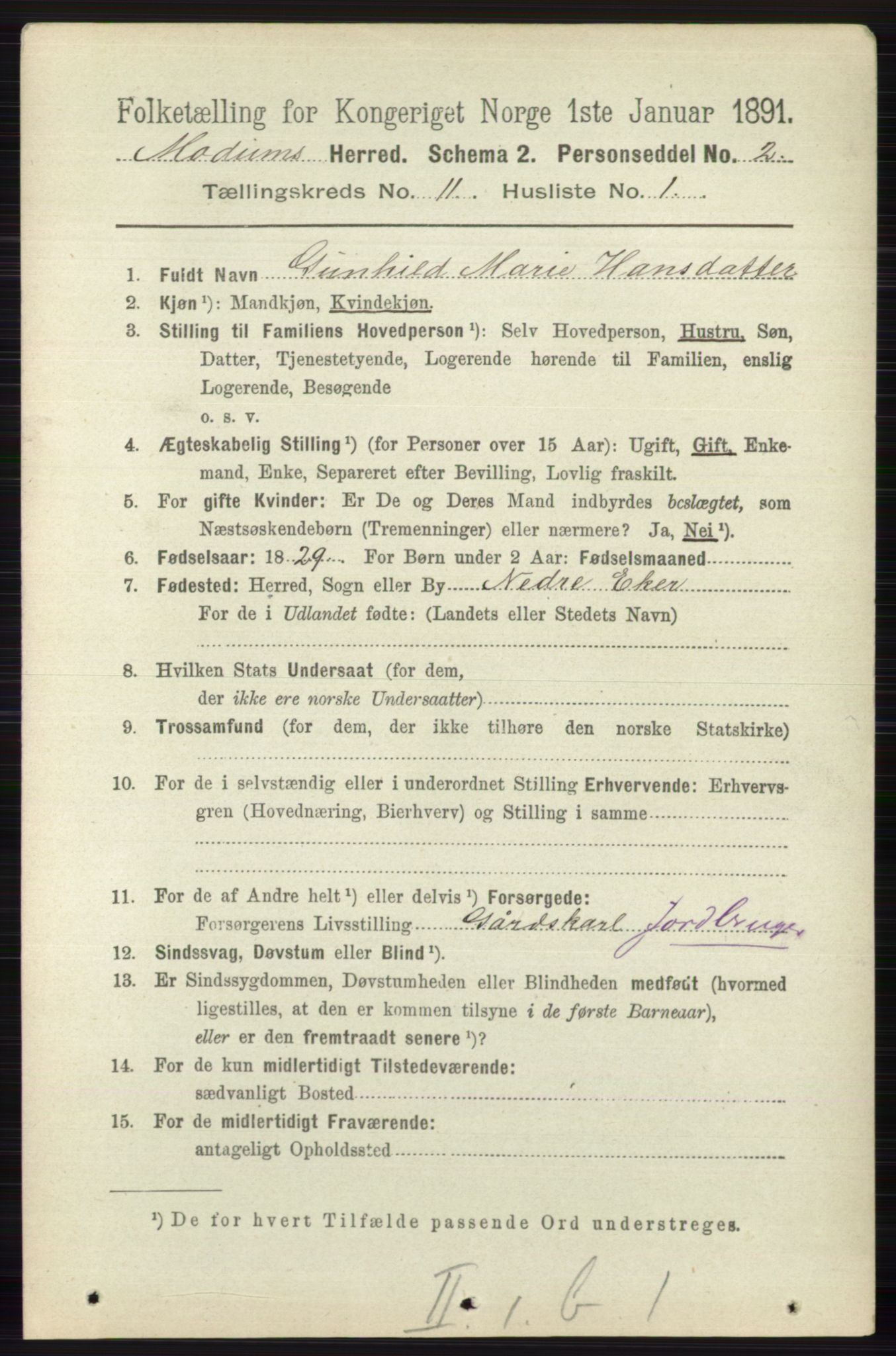 RA, 1891 census for 0623 Modum, 1891, p. 4111