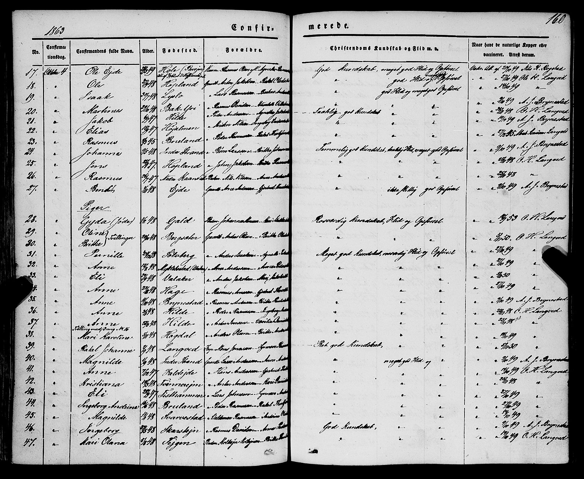Innvik sokneprestembete, SAB/A-80501: Parish register (official) no. A 5, 1847-1865, p. 160