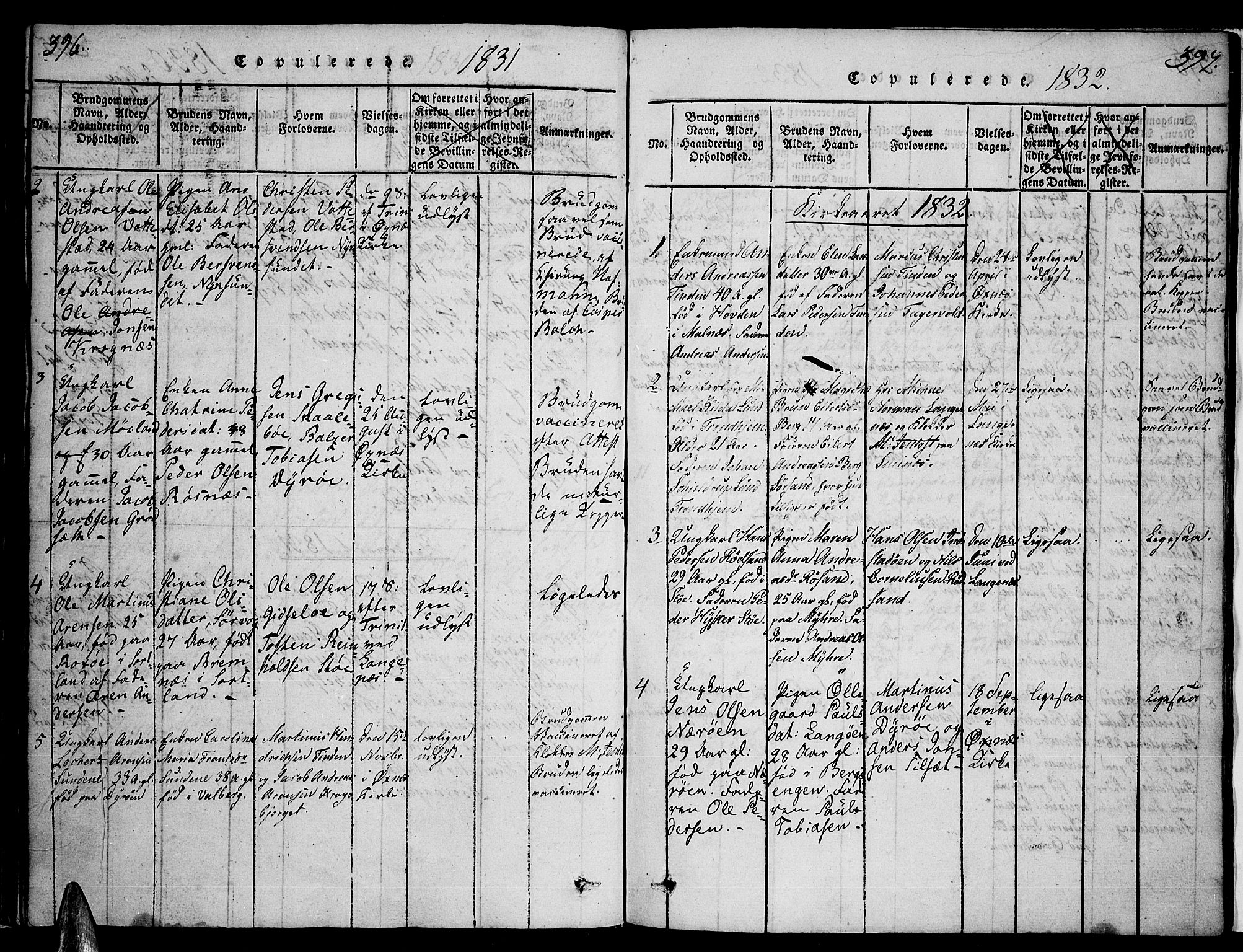 Ministerialprotokoller, klokkerbøker og fødselsregistre - Nordland, SAT/A-1459/893/L1331: Parish register (official) no. 893A04, 1820-1840, p. 396-397