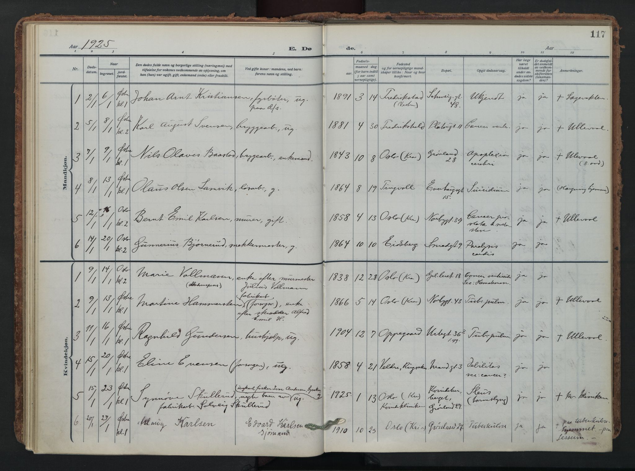 Grønland prestekontor Kirkebøker, AV/SAO-A-10848/F/Fa/L0019: Parish register (official) no. 19, 1918-1938, p. 117