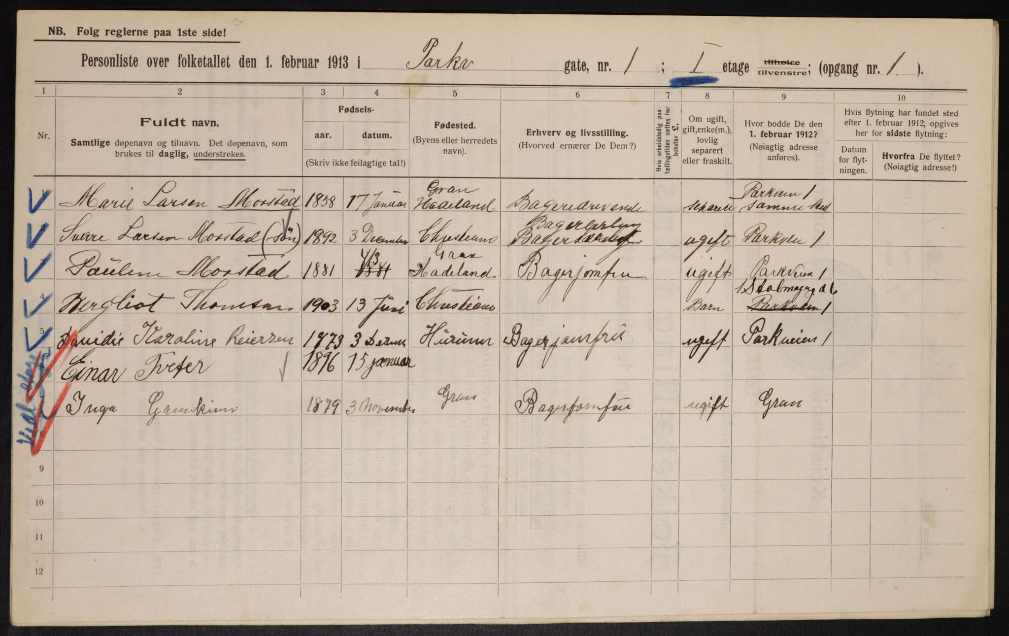 OBA, Municipal Census 1913 for Kristiania, 1913, p. 77920