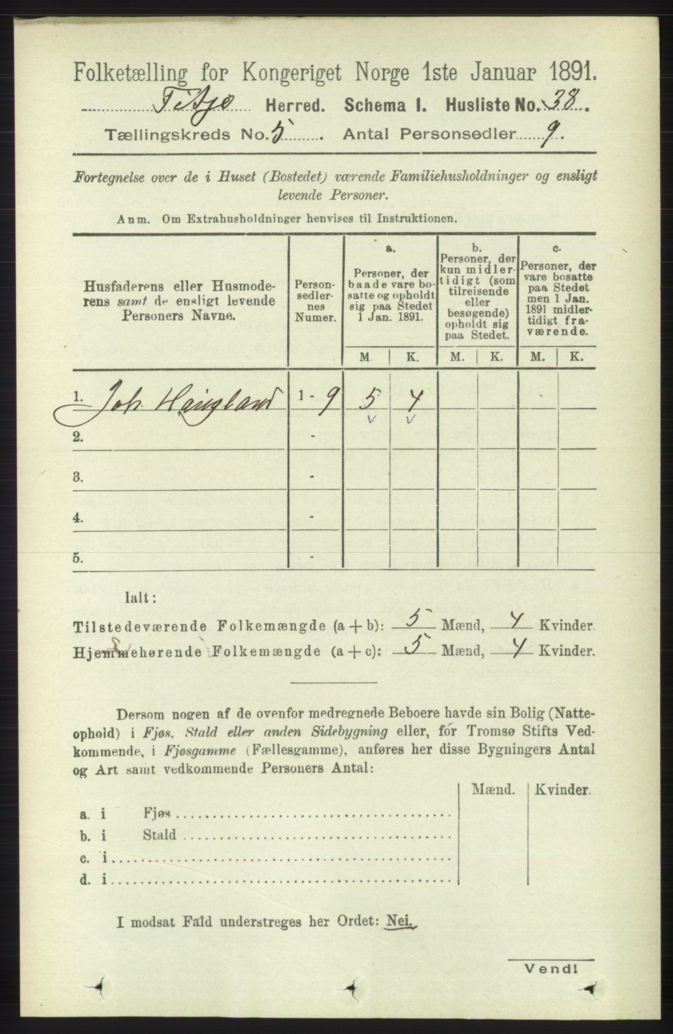 RA, 1891 census for 1222 Fitjar, 1891, p. 1714