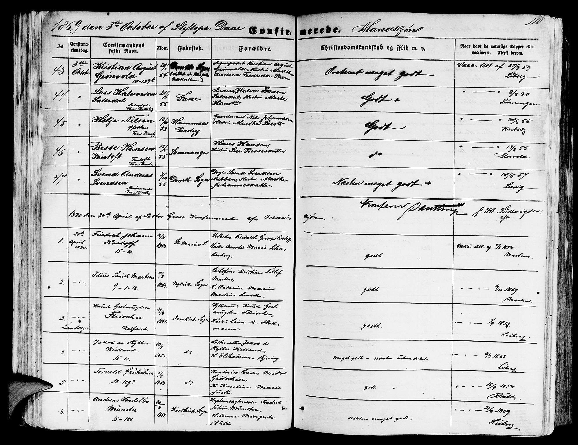 Domkirken sokneprestembete, SAB/A-74801/H/Hab/L0023: Parish register (copy) no. C 3, 1854-1880, p. 110