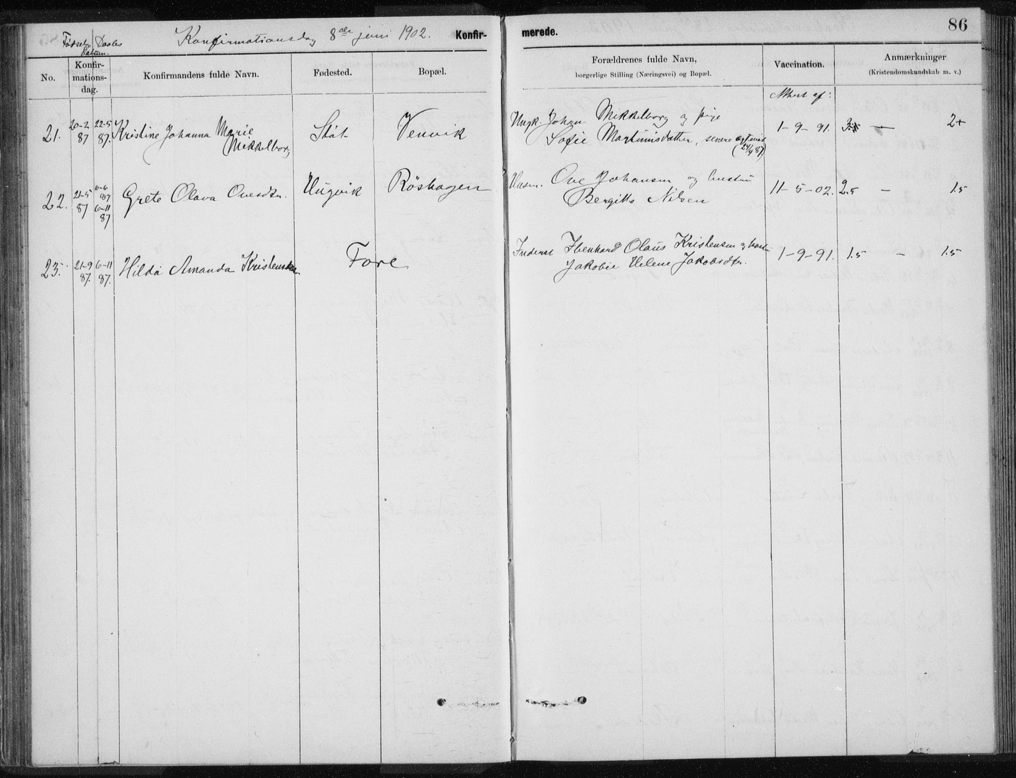 Ministerialprotokoller, klokkerbøker og fødselsregistre - Nordland, SAT/A-1459/843/L0637: Parish register (copy) no. 843C06, 1884-1908, p. 86