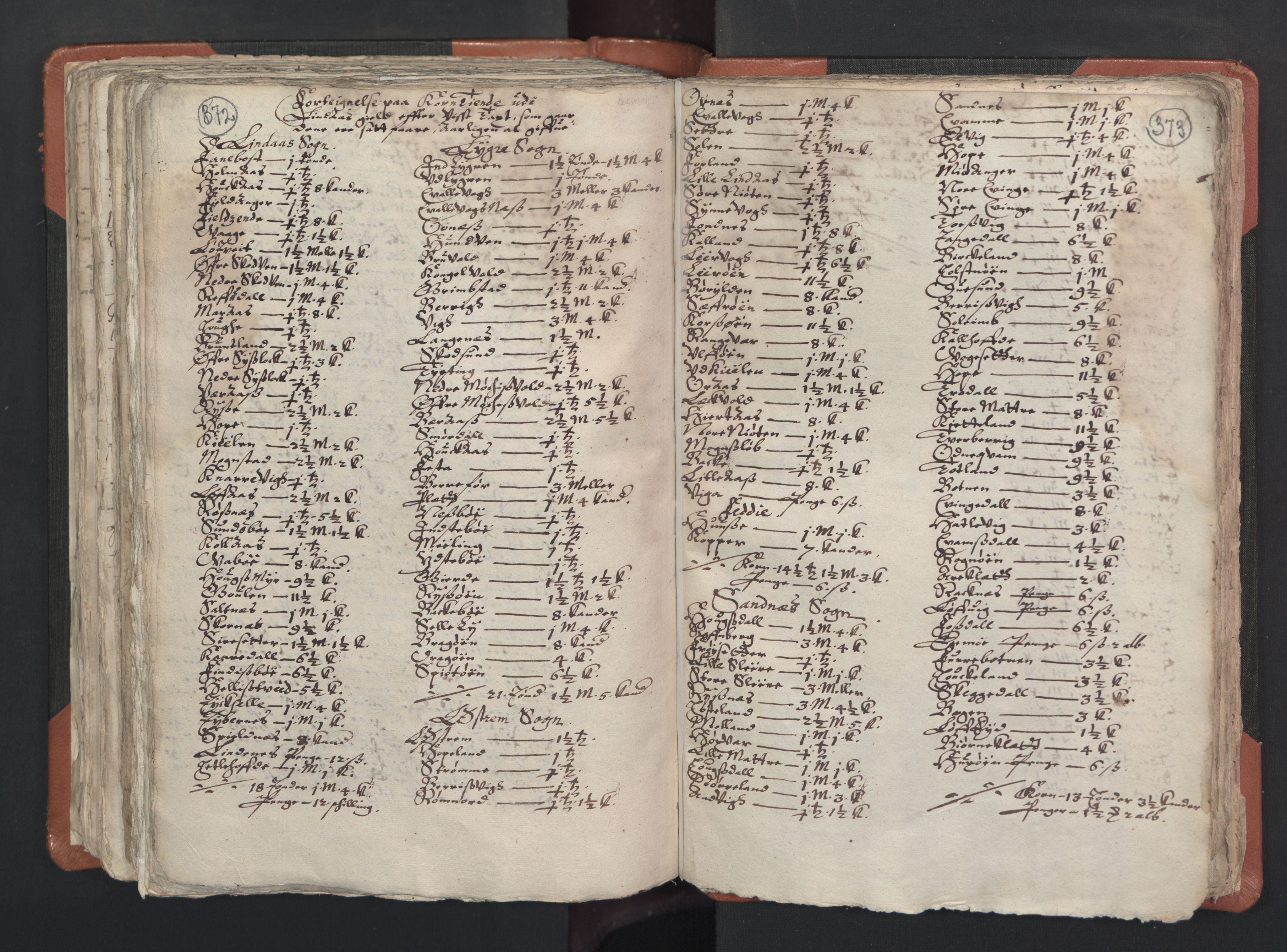 RA, Vicar's Census 1664-1666, no. 22: Nordhordland deanery, 1664-1666, p. 372-373