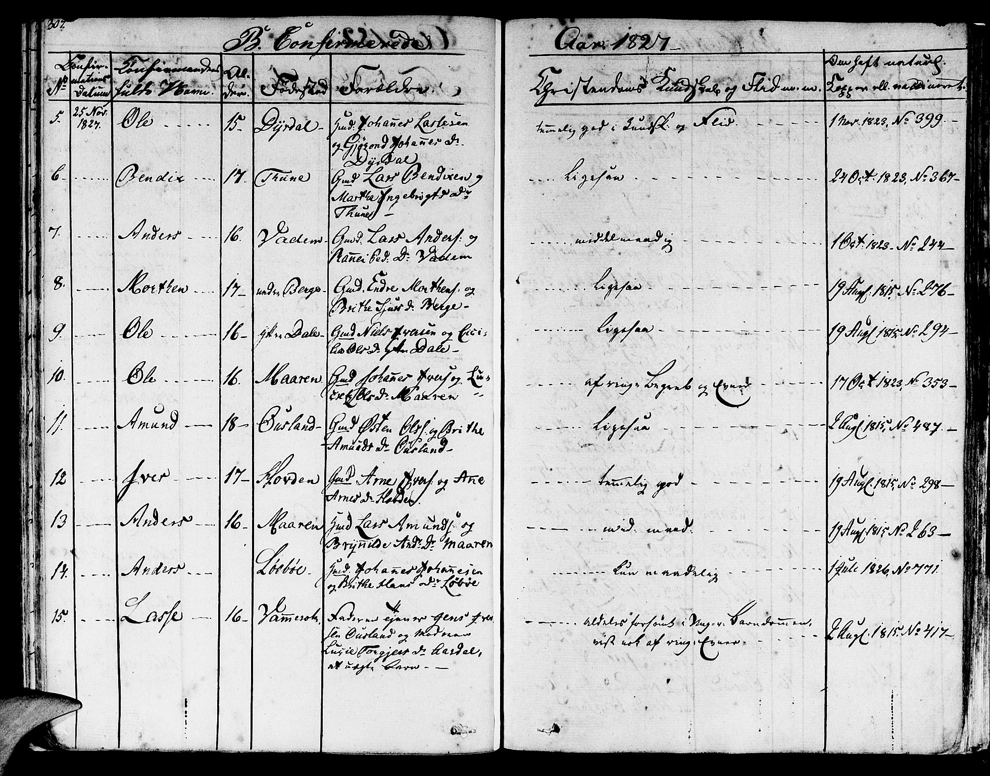 Lavik sokneprestembete, AV/SAB-A-80901: Parish register (official) no. A 2I, 1821-1842, p. 307