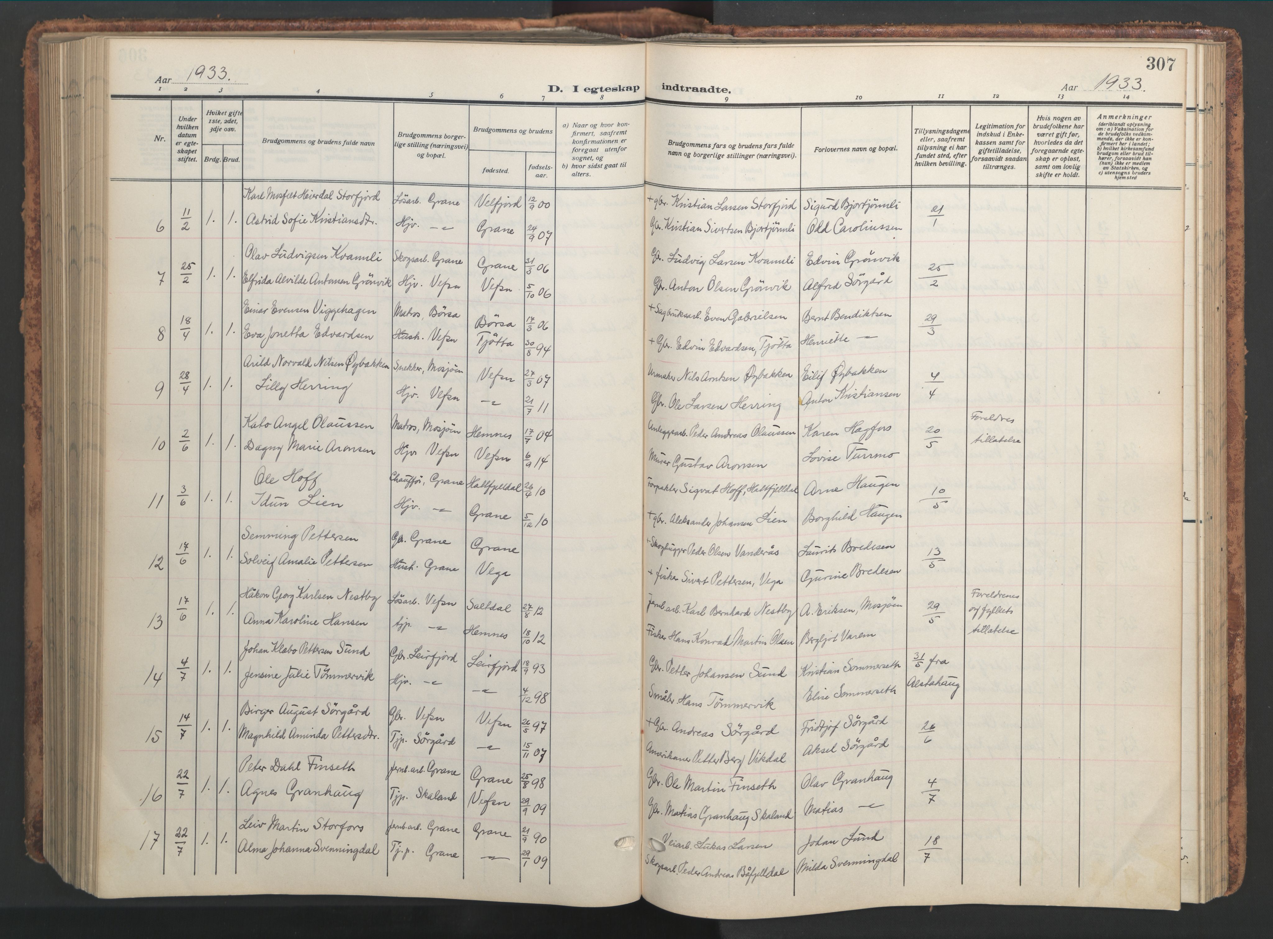 Ministerialprotokoller, klokkerbøker og fødselsregistre - Nordland, AV/SAT-A-1459/820/L0302: Parish register (copy) no. 820C04, 1917-1948, p. 307