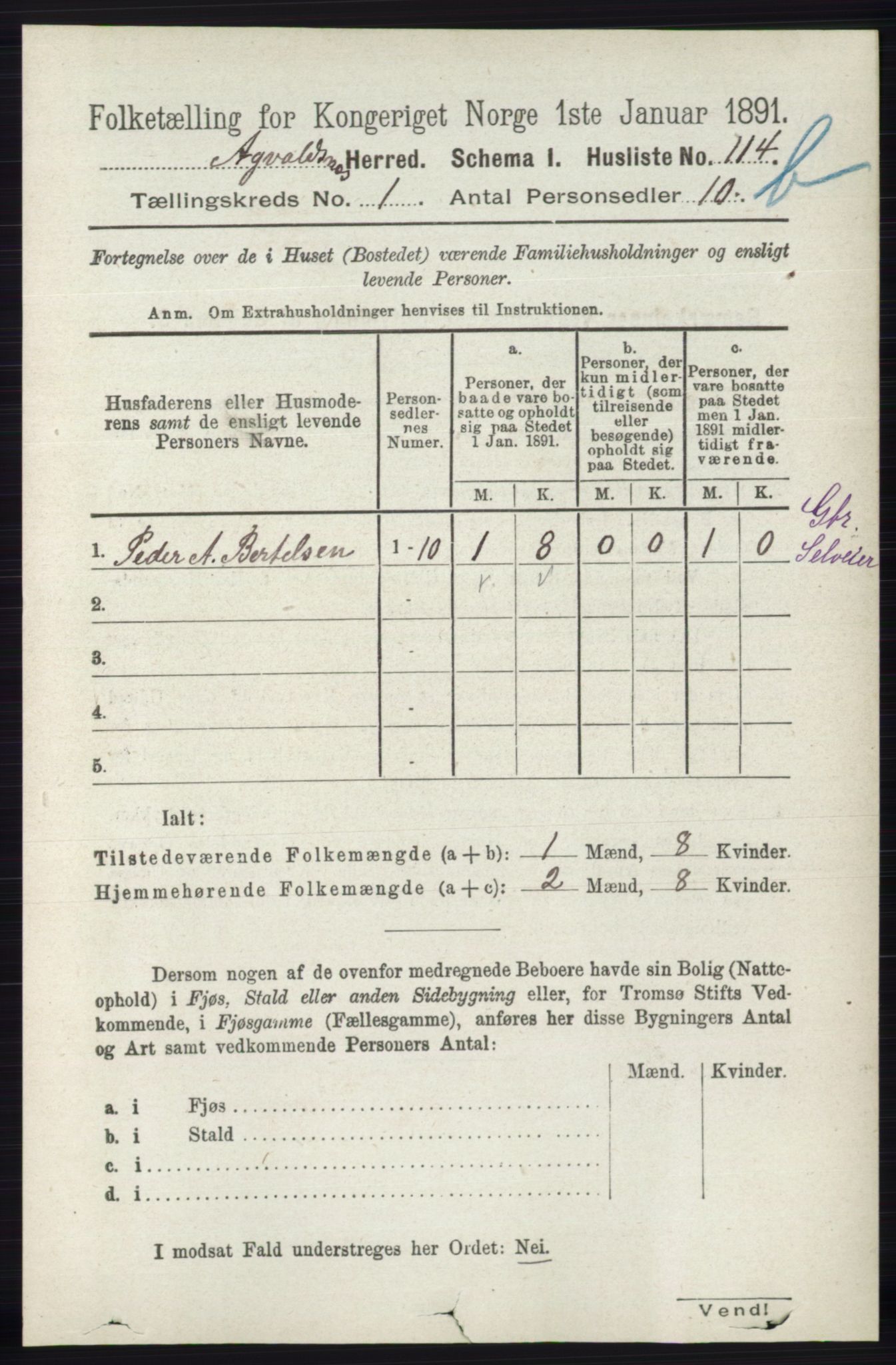 RA, 1891 census for 1147 Avaldsnes, 1891, p. 1242