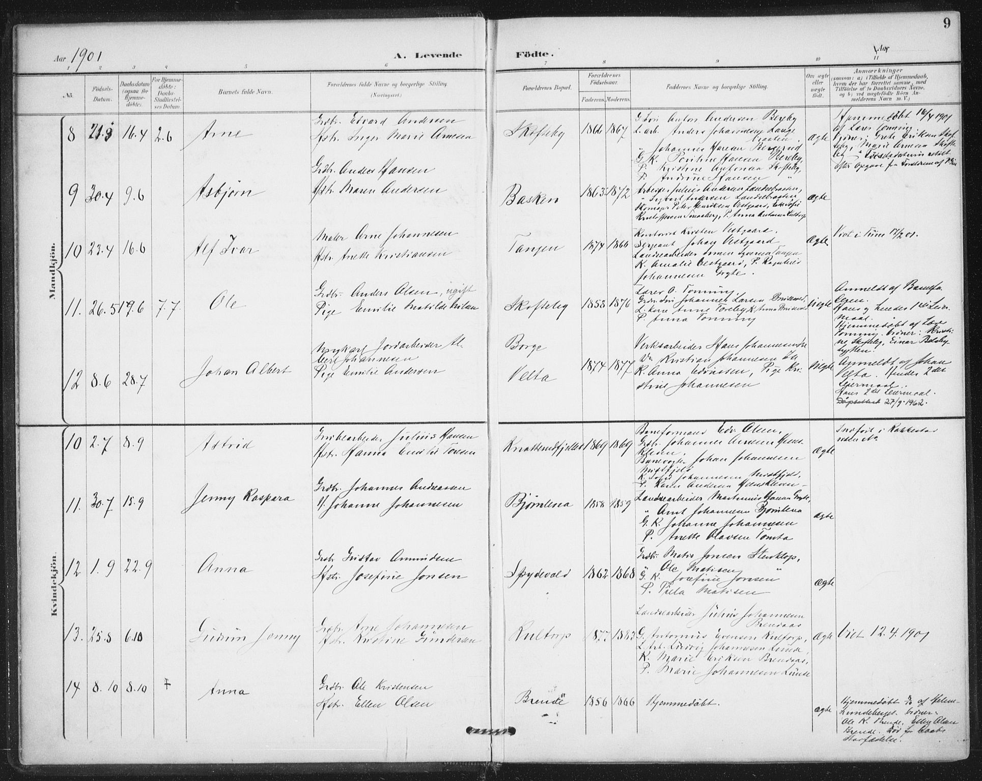 Varteig prestekontor Kirkebøker, AV/SAO-A-10447a/F/Fa/L0003: Parish register (official) no. 3, 1899-1919, p. 9