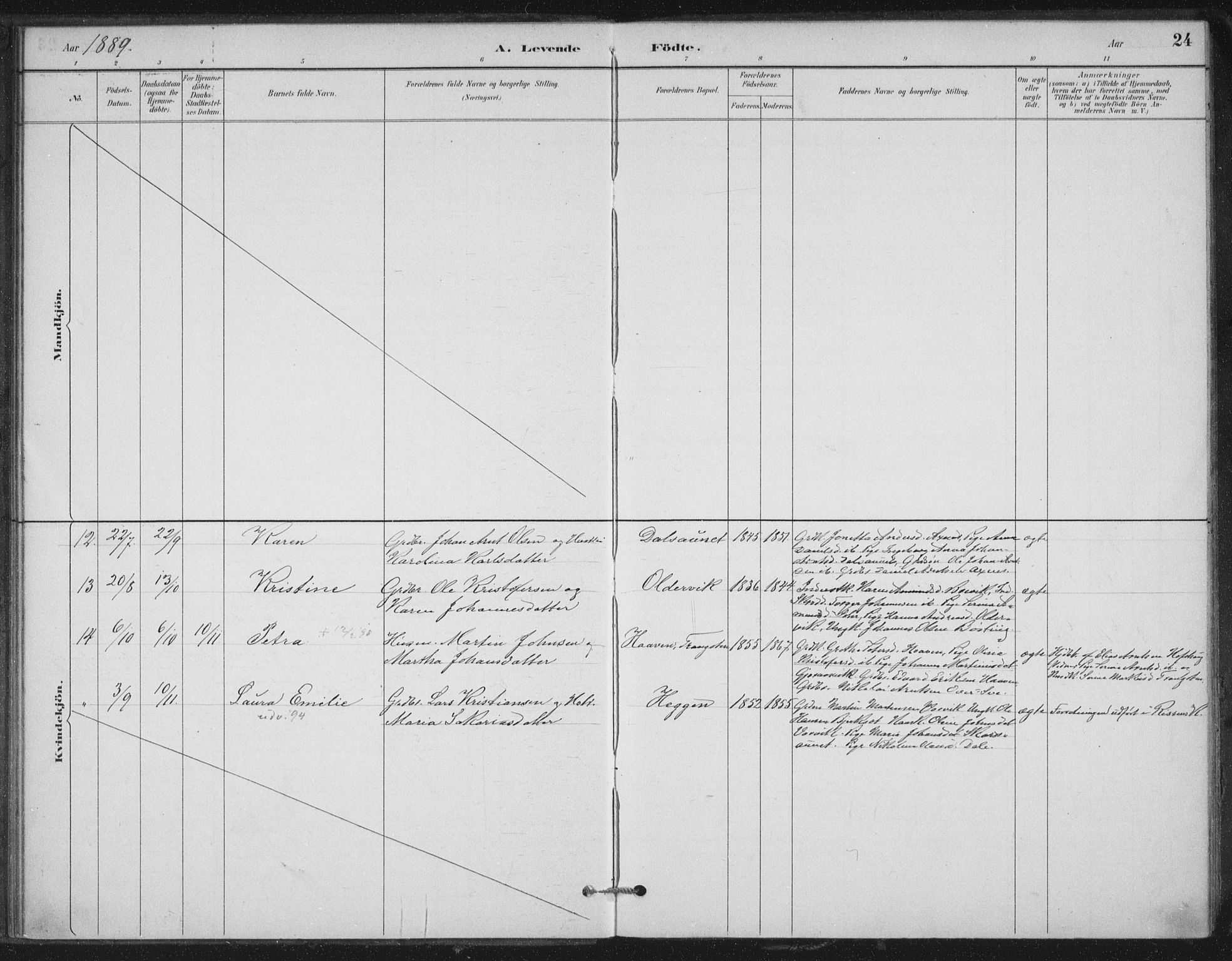 Ministerialprotokoller, klokkerbøker og fødselsregistre - Nord-Trøndelag, SAT/A-1458/702/L0023: Parish register (official) no. 702A01, 1883-1897, p. 24