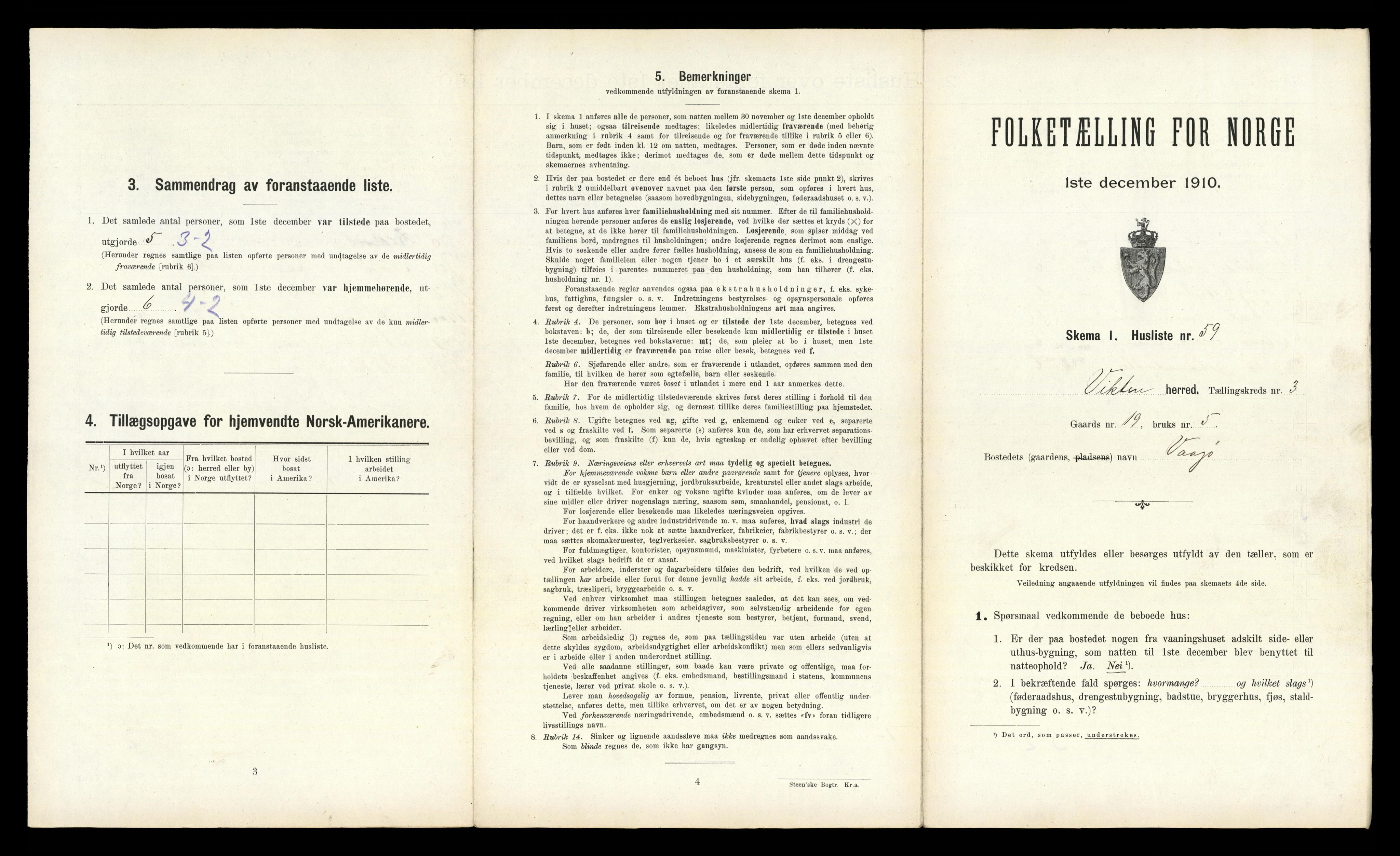 RA, 1910 census for Vikna, 1910, p. 439