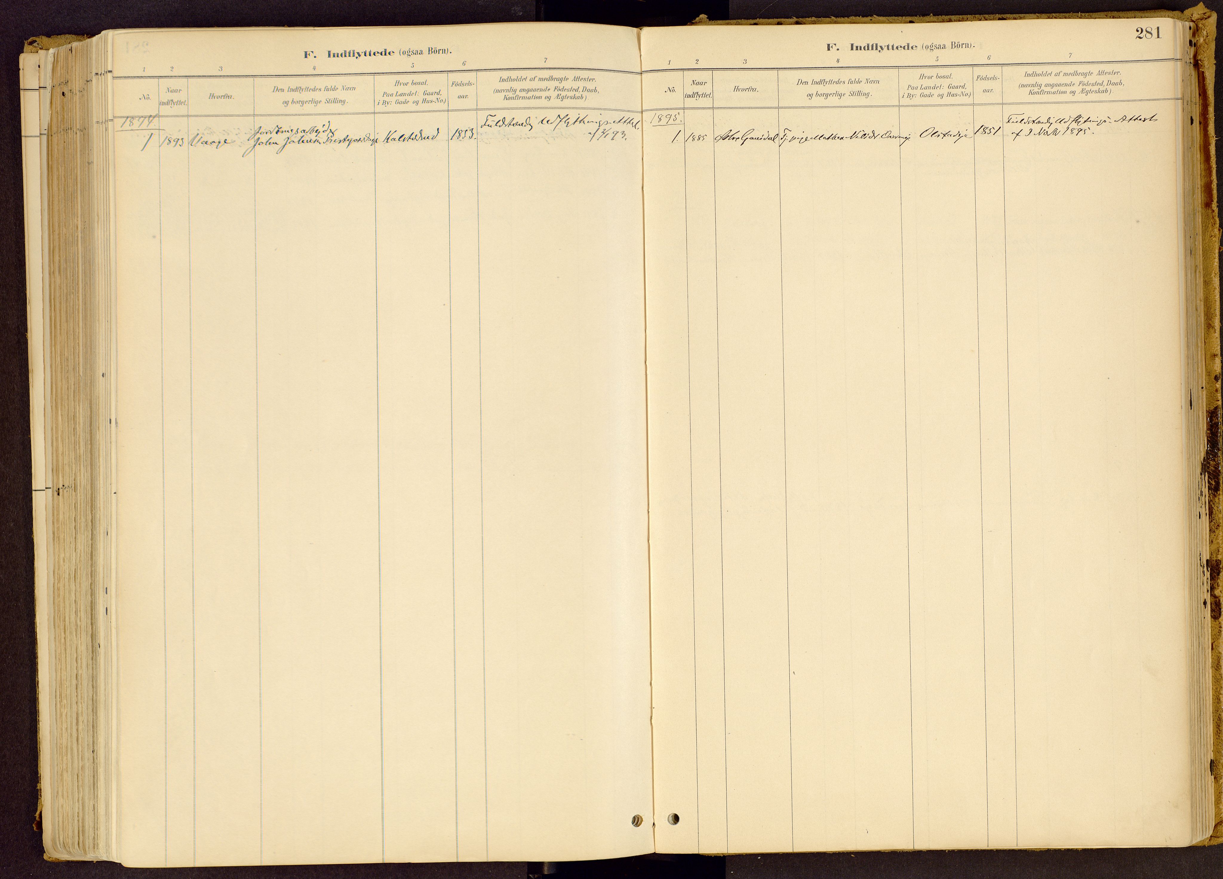 Vestre Gausdal prestekontor, SAH/PREST-094/H/Ha/Haa/L0001: Parish register (official) no. 1, 1887-1914, p. 281