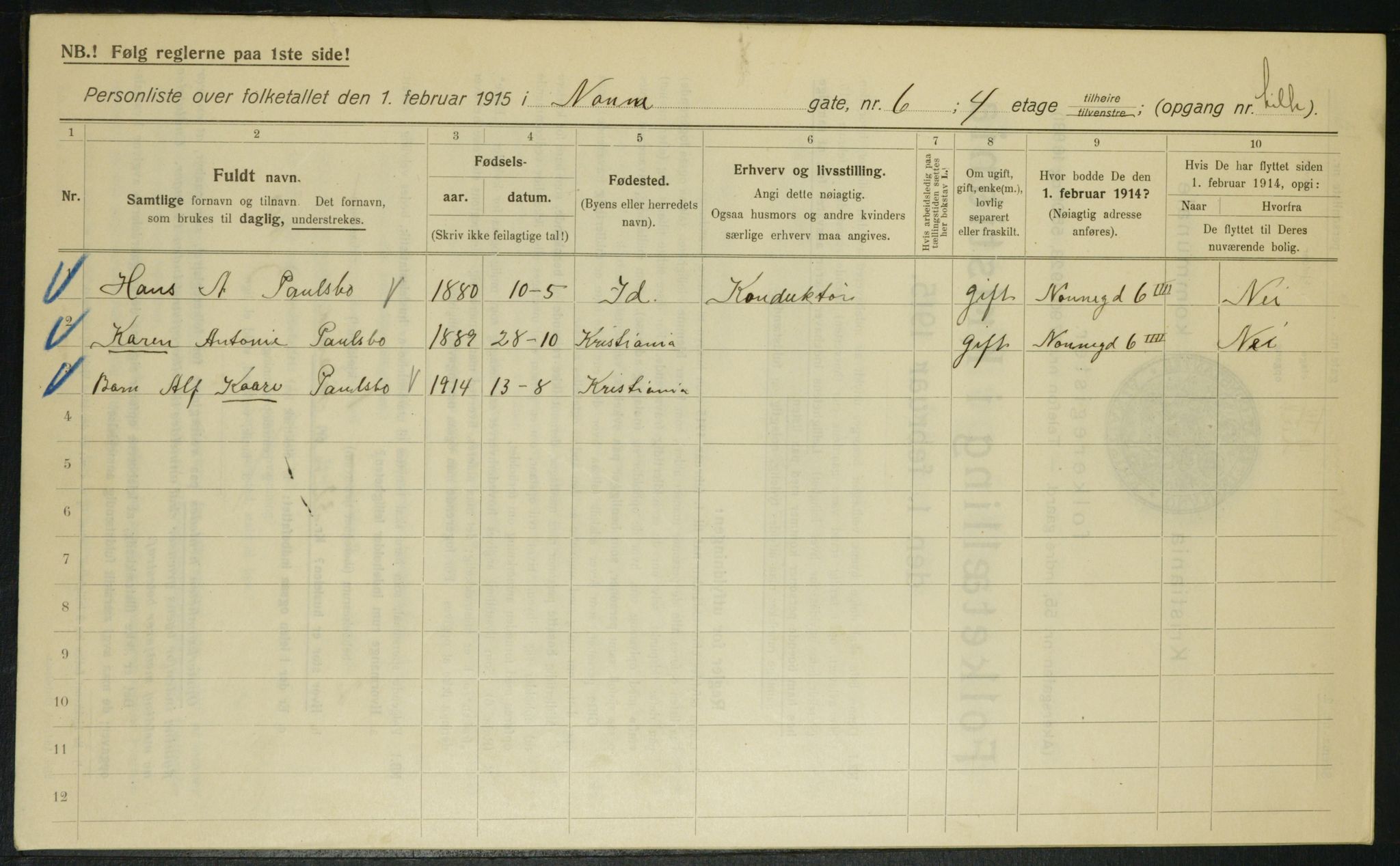 OBA, Municipal Census 1915 for Kristiania, 1915, p. 70875