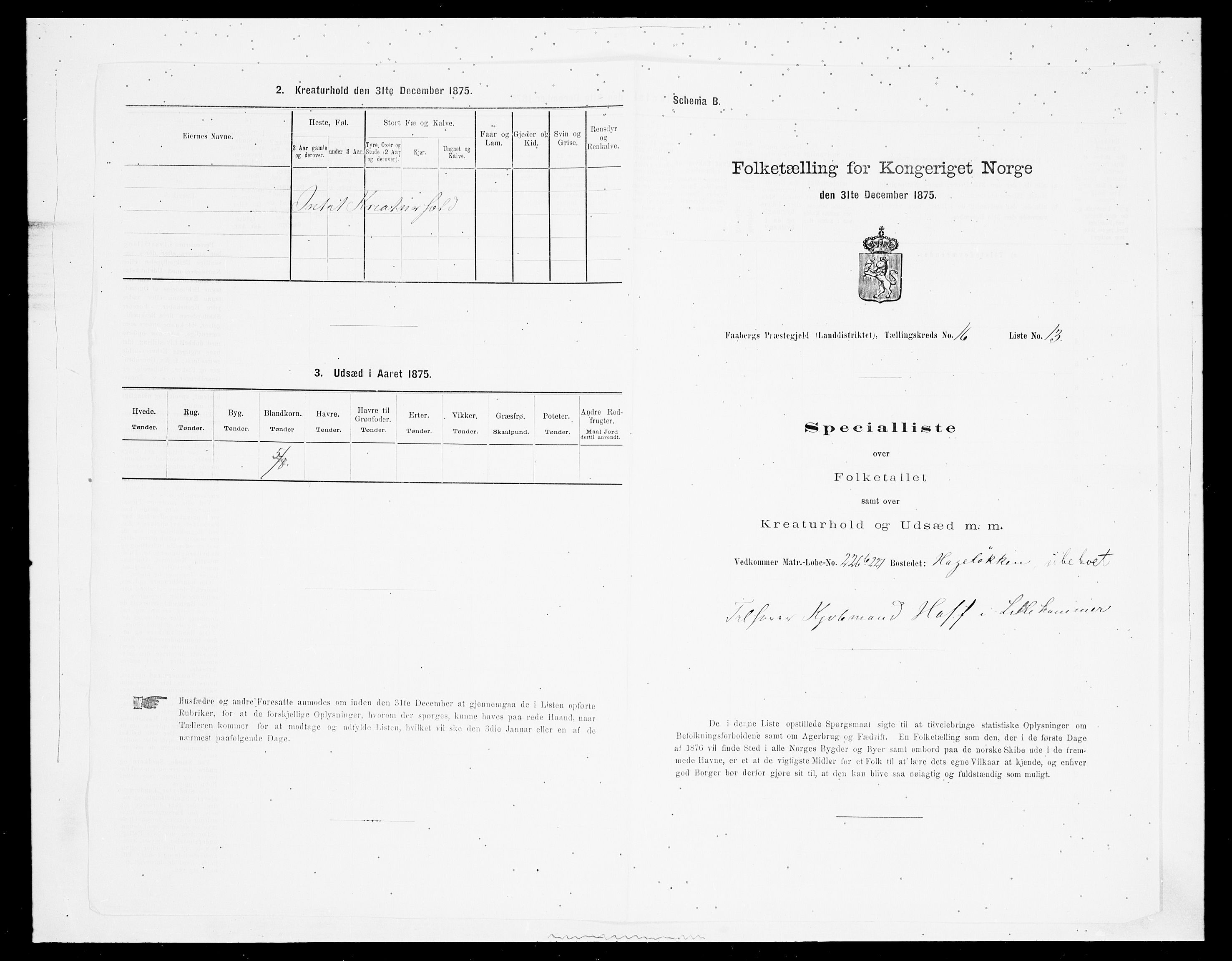 SAH, 1875 census for 0524L Fåberg/Fåberg og Lillehammer, 1875, p. 1941