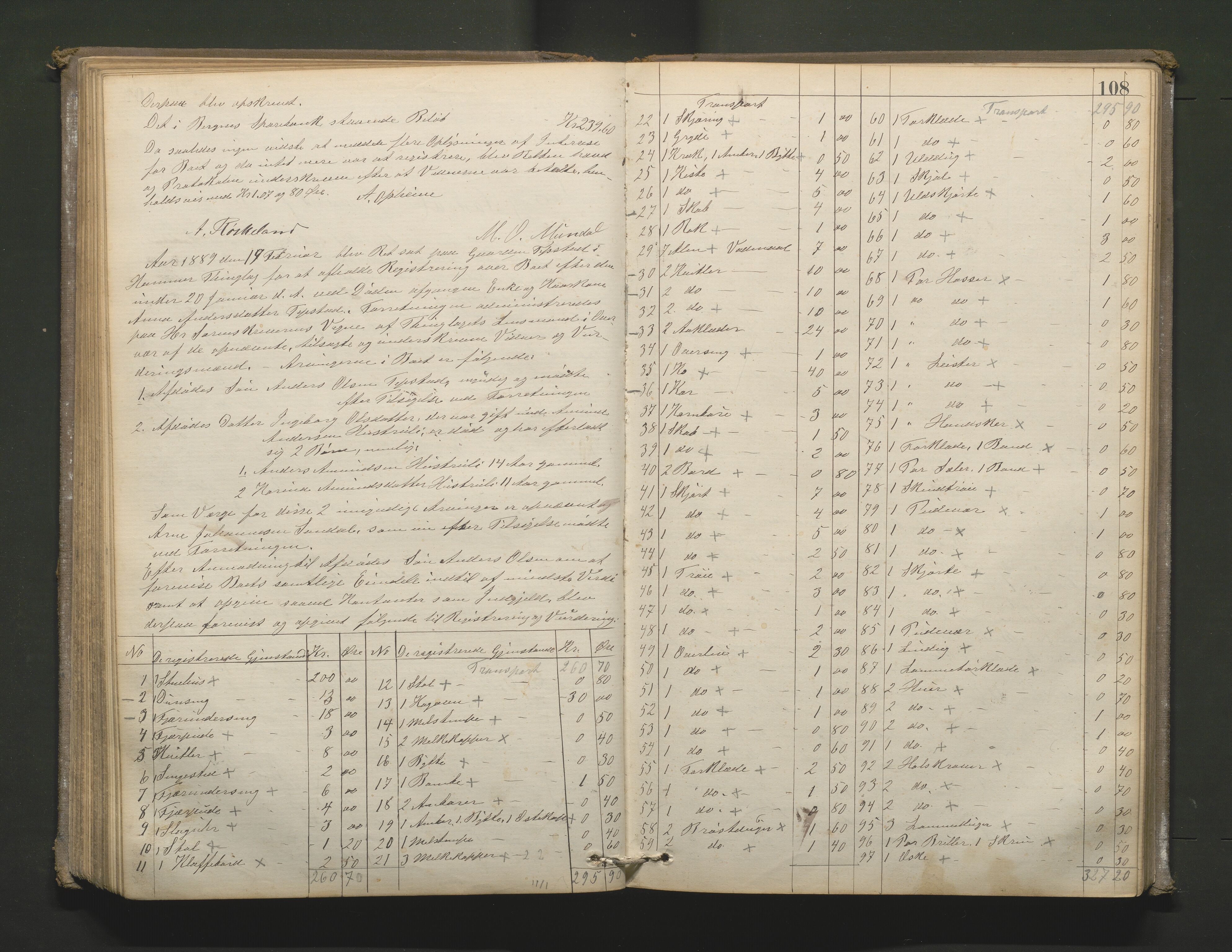 Lensmannen i Hamre, SAB/A-32601/0006/L0001: Registreringsprotokoll, 1881-1896, p. 107b-108a