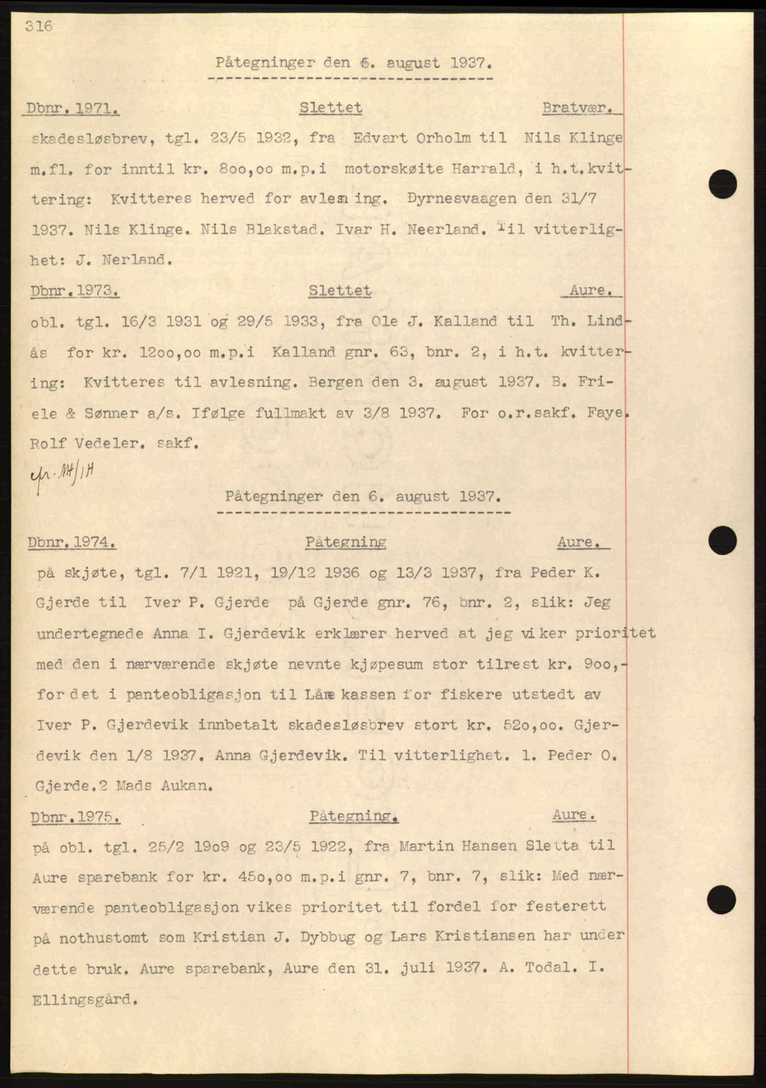 Nordmøre sorenskriveri, AV/SAT-A-4132/1/2/2Ca: Mortgage book no. C80, 1936-1939, Diary no: : 1971/1937