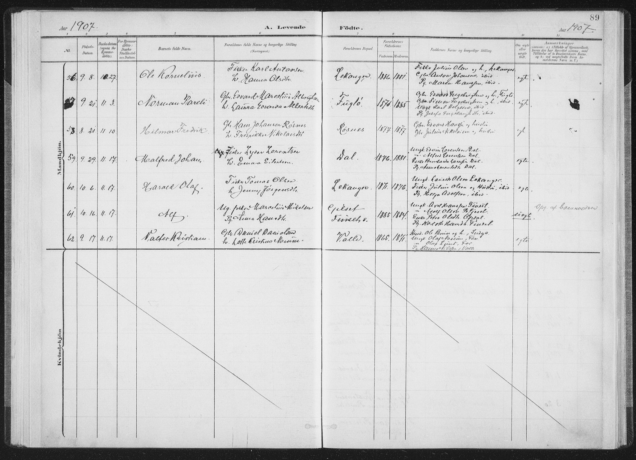 Ministerialprotokoller, klokkerbøker og fødselsregistre - Nordland, AV/SAT-A-1459/805/L0102: Parish register (official) no. 805A08I, 1900-1909, p. 89