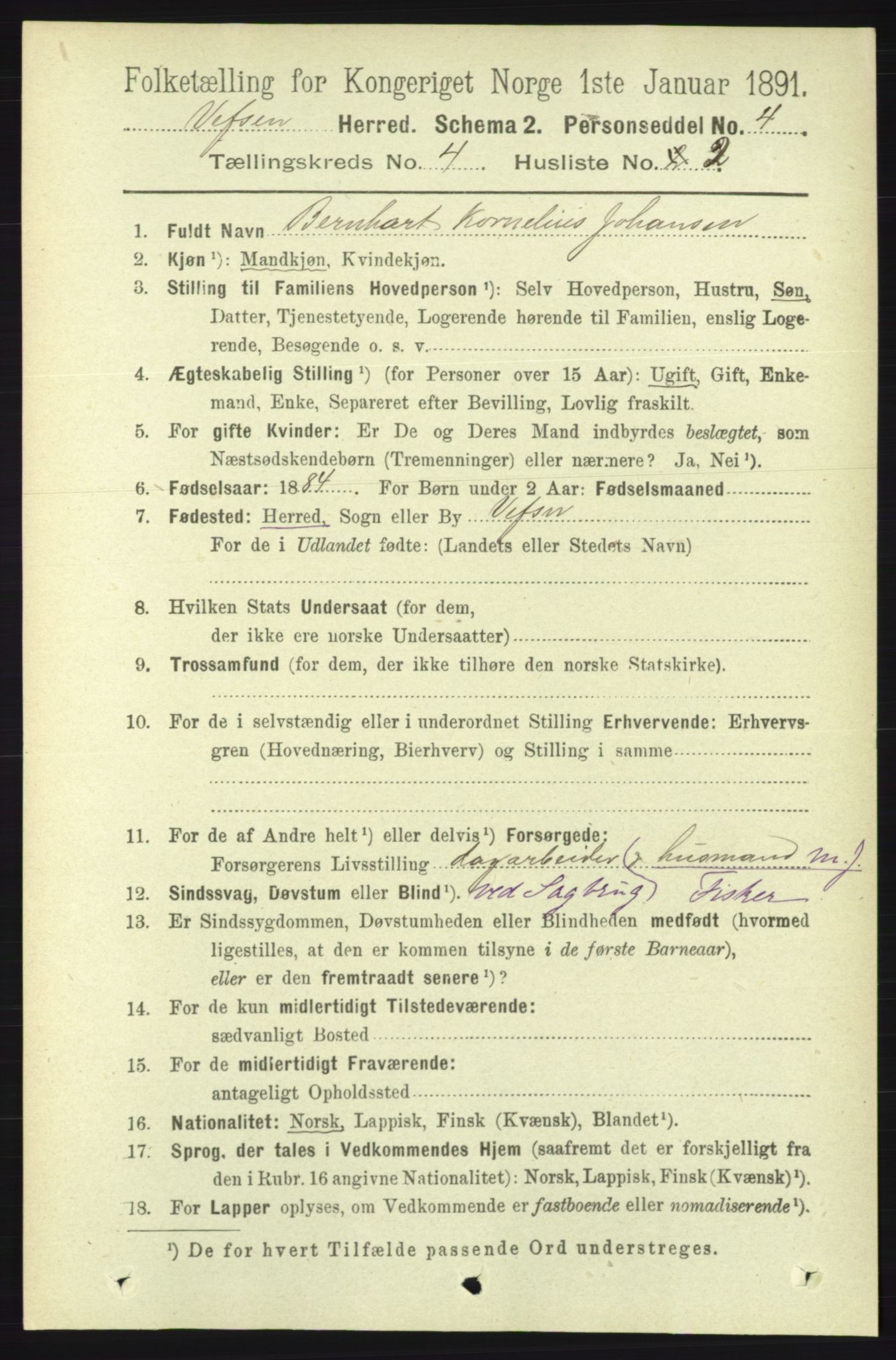 RA, 1891 census for 1824 Vefsn, 1891, p. 1635