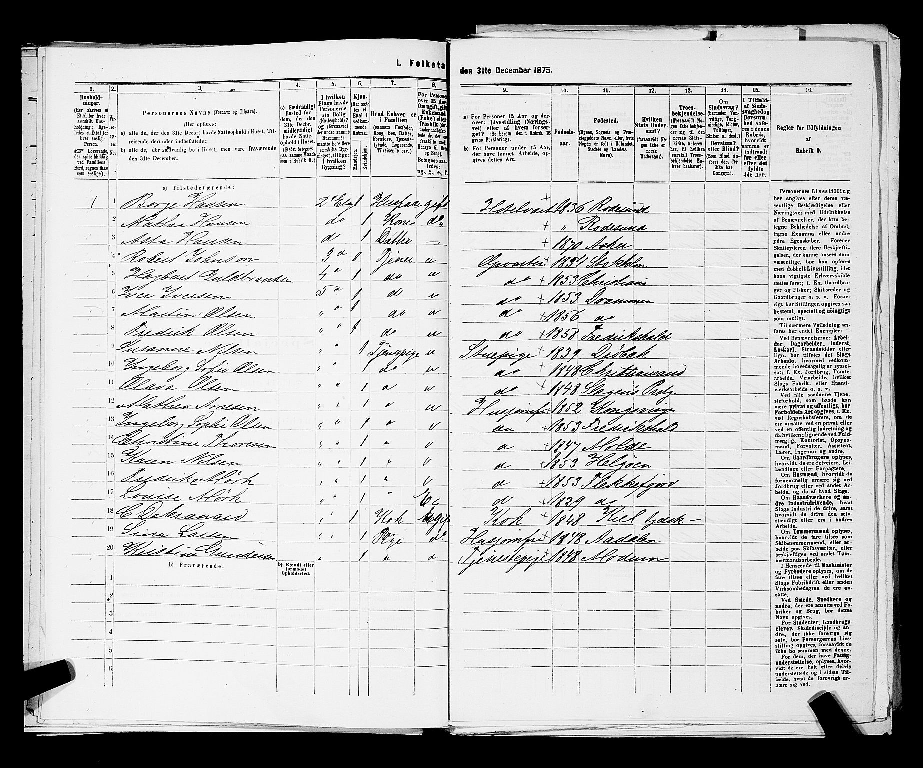 RA, 1875 census for 0301 Kristiania, 1875, p. 1013