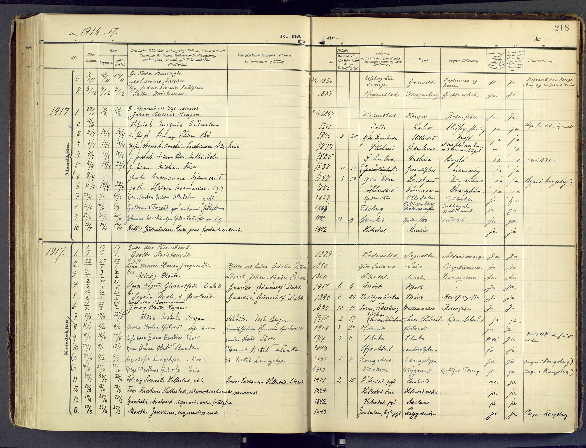 Sandsvær kirkebøker, SAKO/A-244/F/Fd/L0002: Parish register (official) no. IV 2, 1906-1943, p. 218