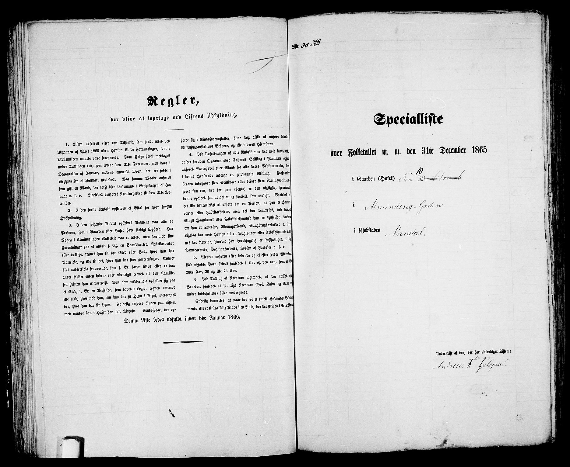 RA, 1865 census for Mandal/Mandal, 1865, p. 541