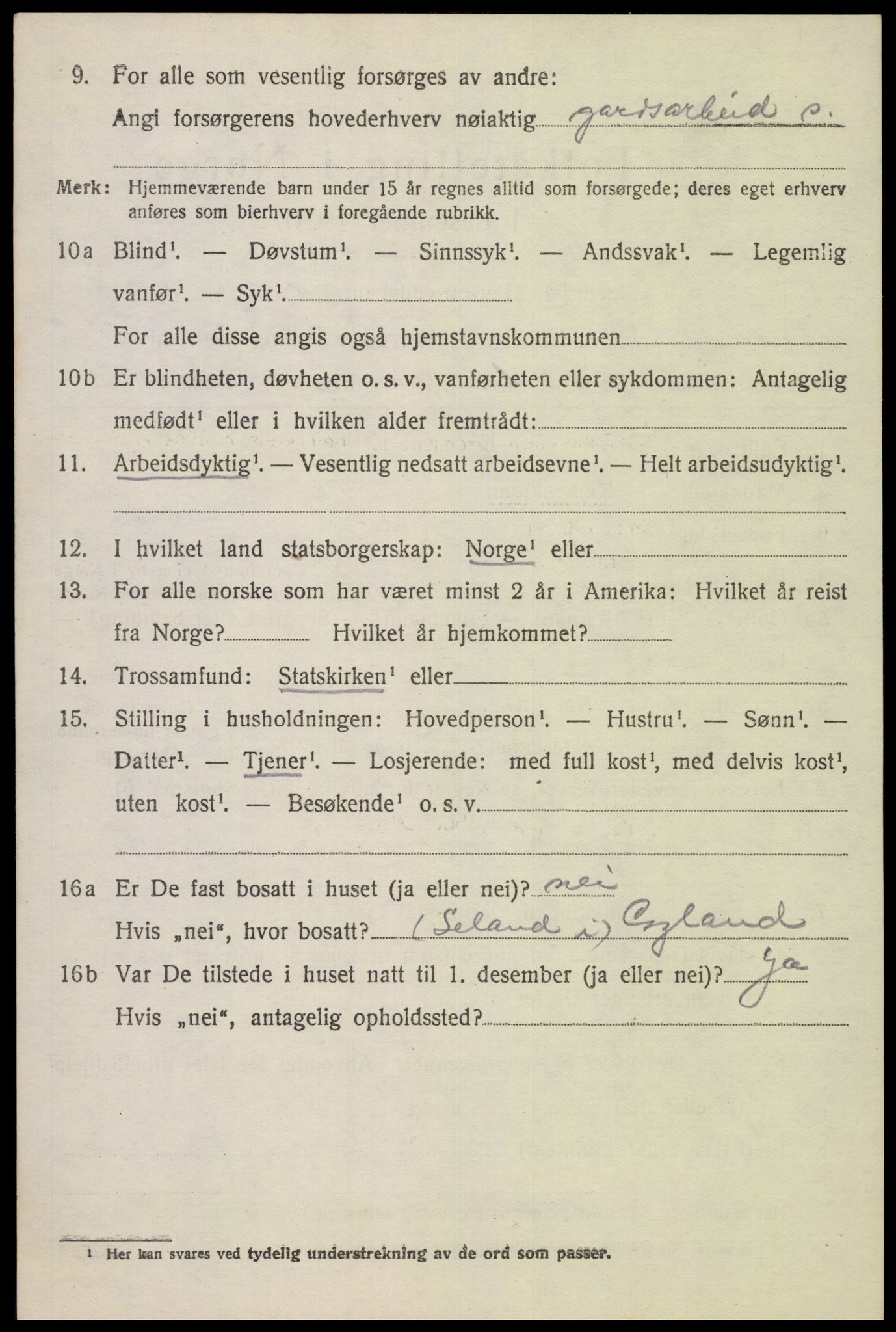 SAK, 1920 census for Gyland, 1920, p. 1341
