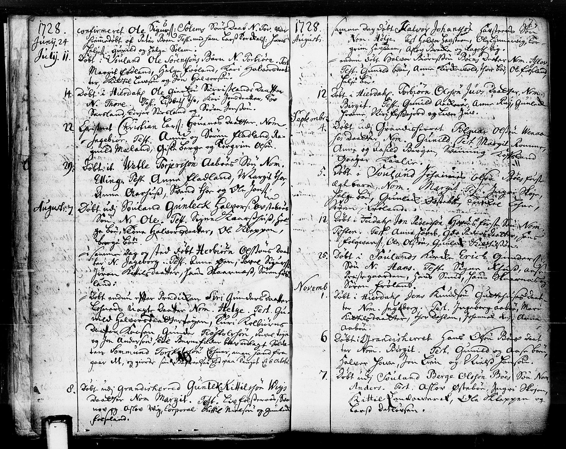 Hjartdal kirkebøker, SAKO/A-270/F/Fa/L0003: Parish register (official) no. I 3, 1727-1775, p. 7